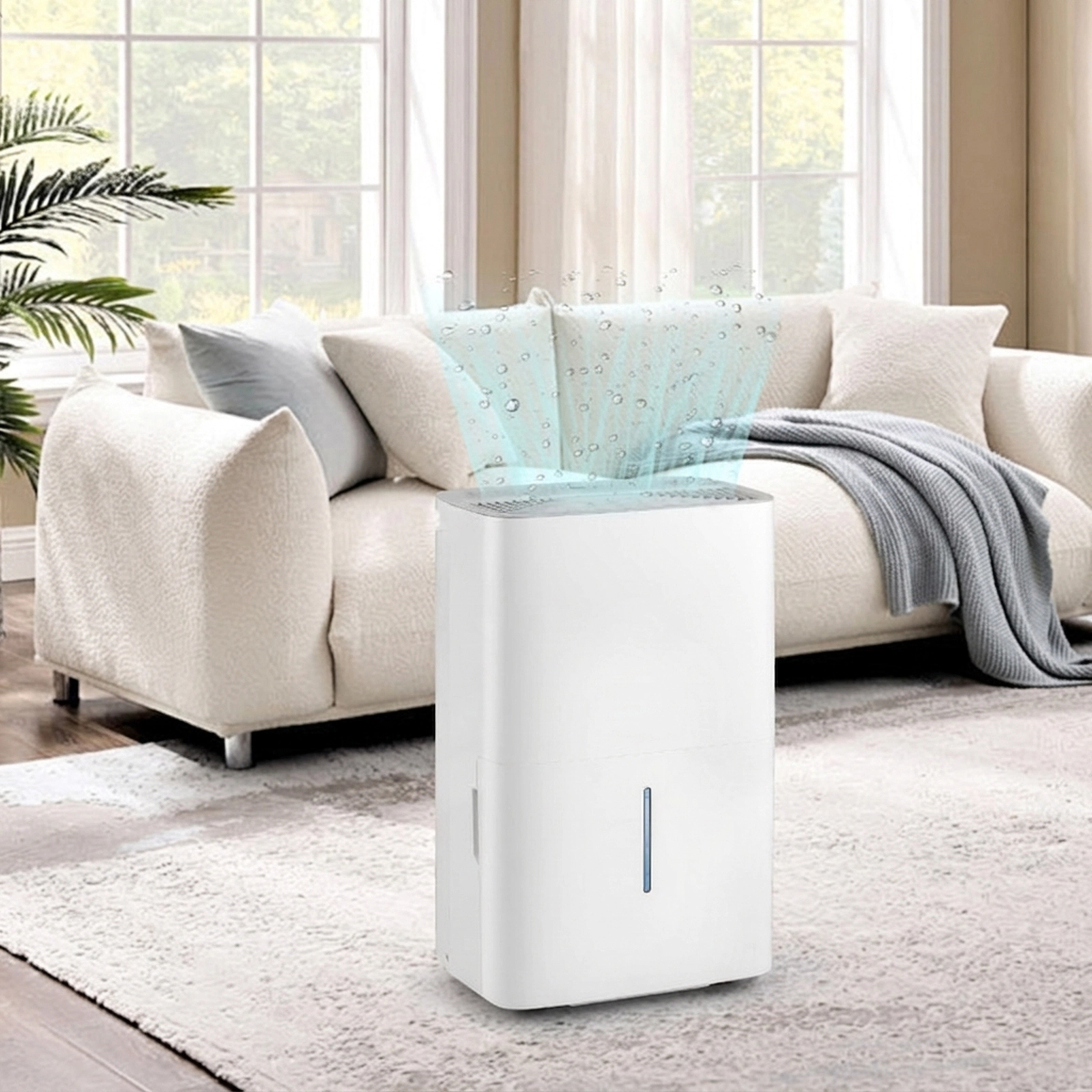 SUGIFT 65-Pint Dehumidifier with 24-Hour Timer LED Display 1.4-Gallon Tank 5000-Sq-Ft Coverage White
