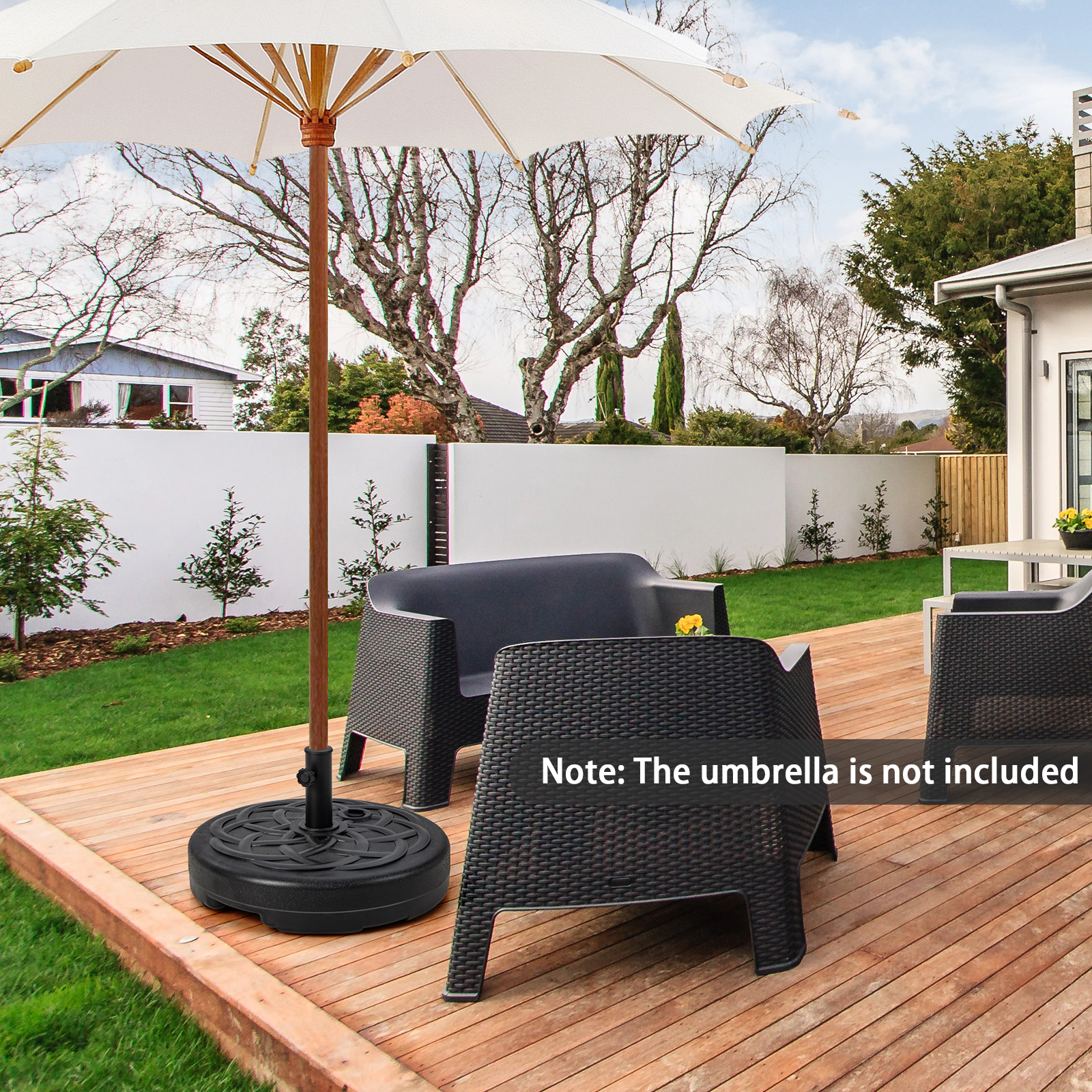 Hivvago 22 Inch Fillable Heavy-Duty Round Patio Umbrella Base Stand