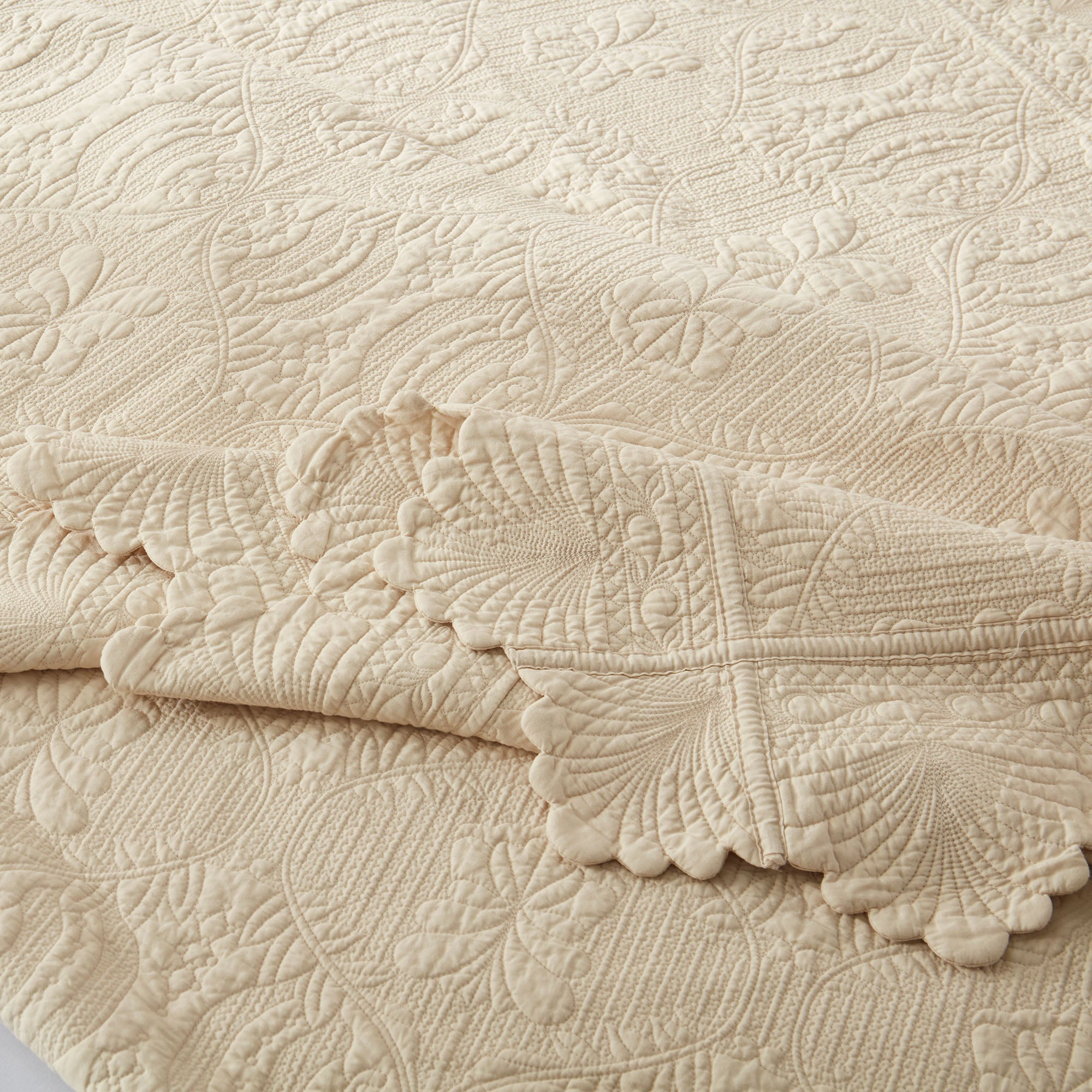 MarCielo 3 Piece Oversized Embroidered Quilt Bedspread Set 100% Cotton