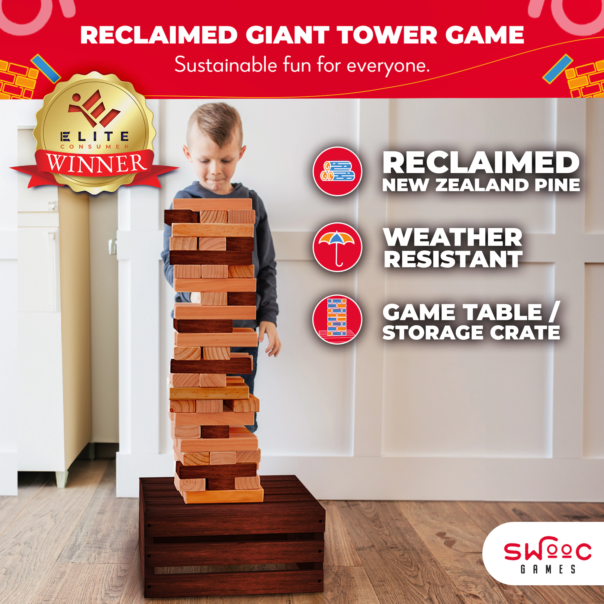 Swooc Games | Reclaimed Wood Giant Tower Game