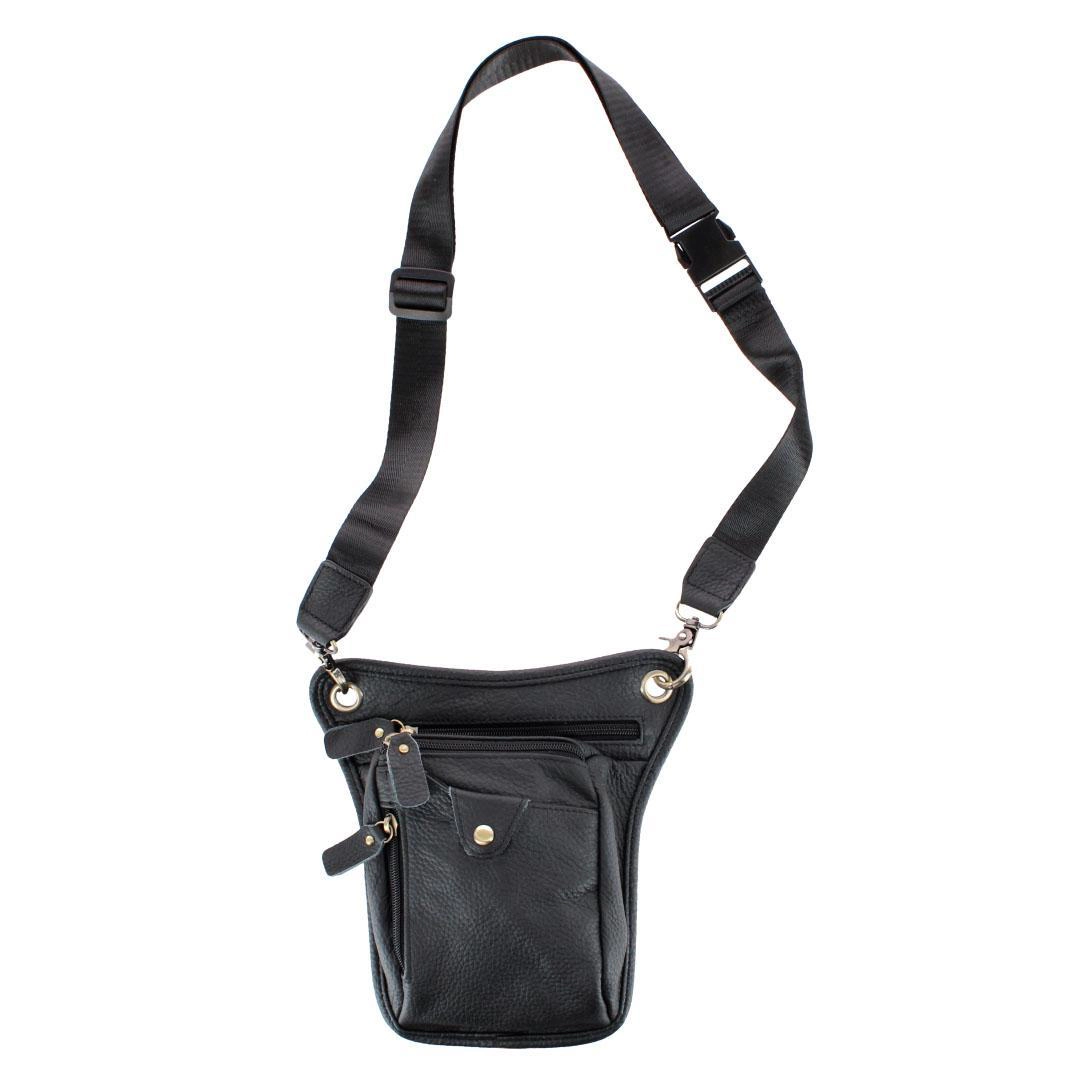 CTM Covertible Leather Waistpack and Crossbody Travel Bag