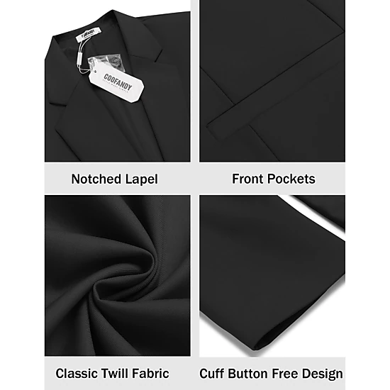 COOFANDY Men's Slim Fit Two Button Notch Lapel Casual Blazer Sport Coat Suit Jacket