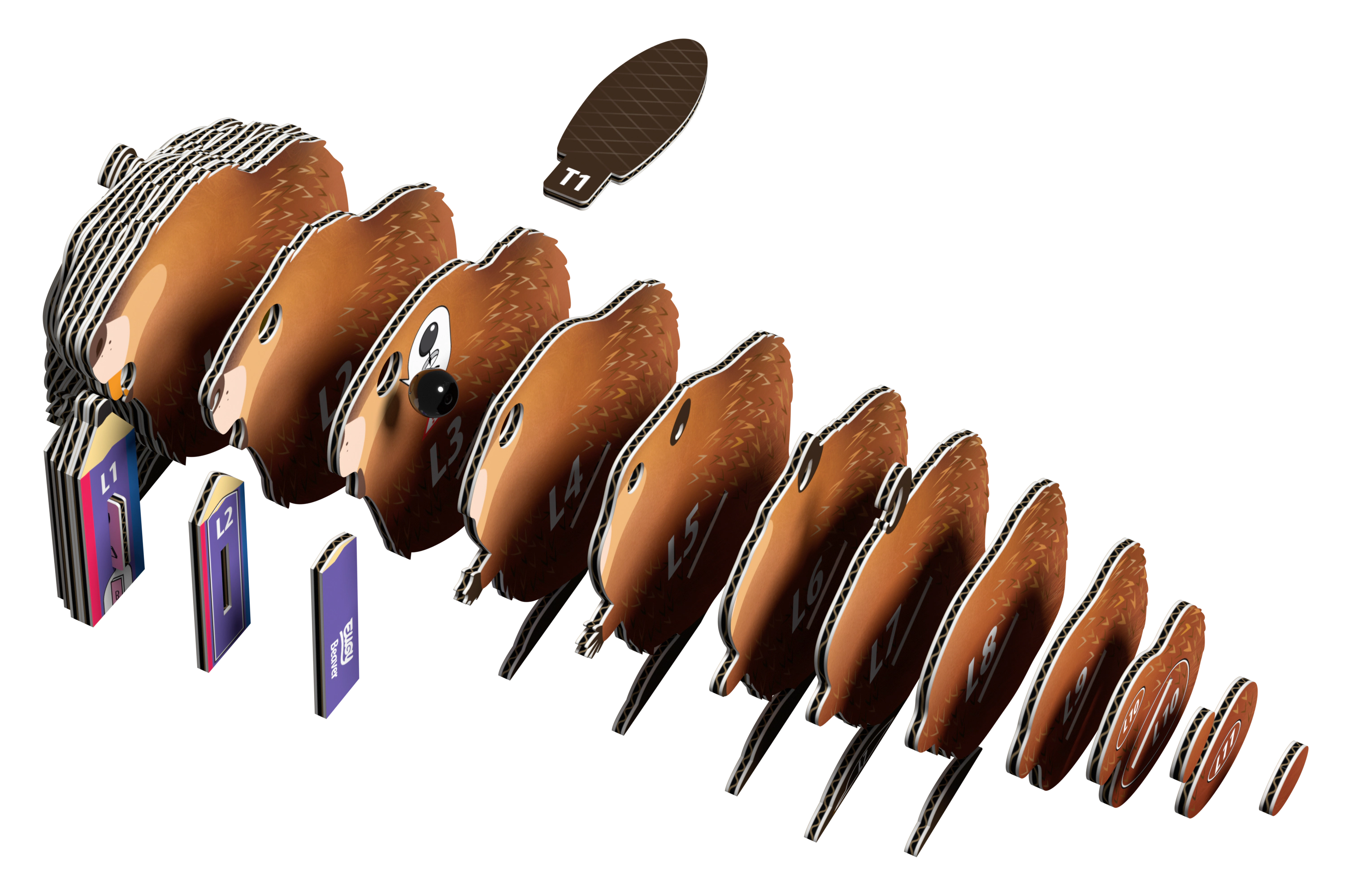 EUGY Beaver 3D Puzzle - contains 37 puzzle pieces