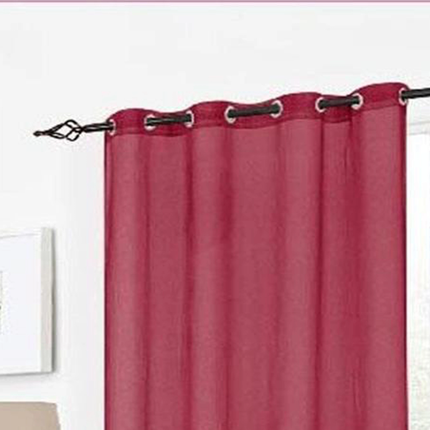 RT Designers Collection Cara Sheer Voile 54 x 84 in. Grommet Curtain Panel, Burgundy
