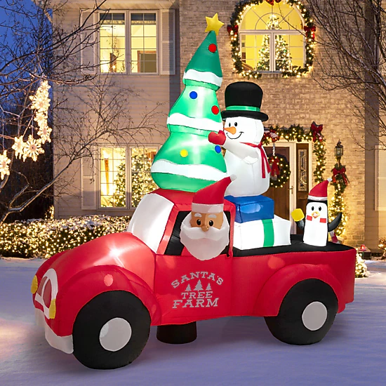 SUGIFT 8-ft W Christmas Inflatable Santa Claus Driving a Car with ...