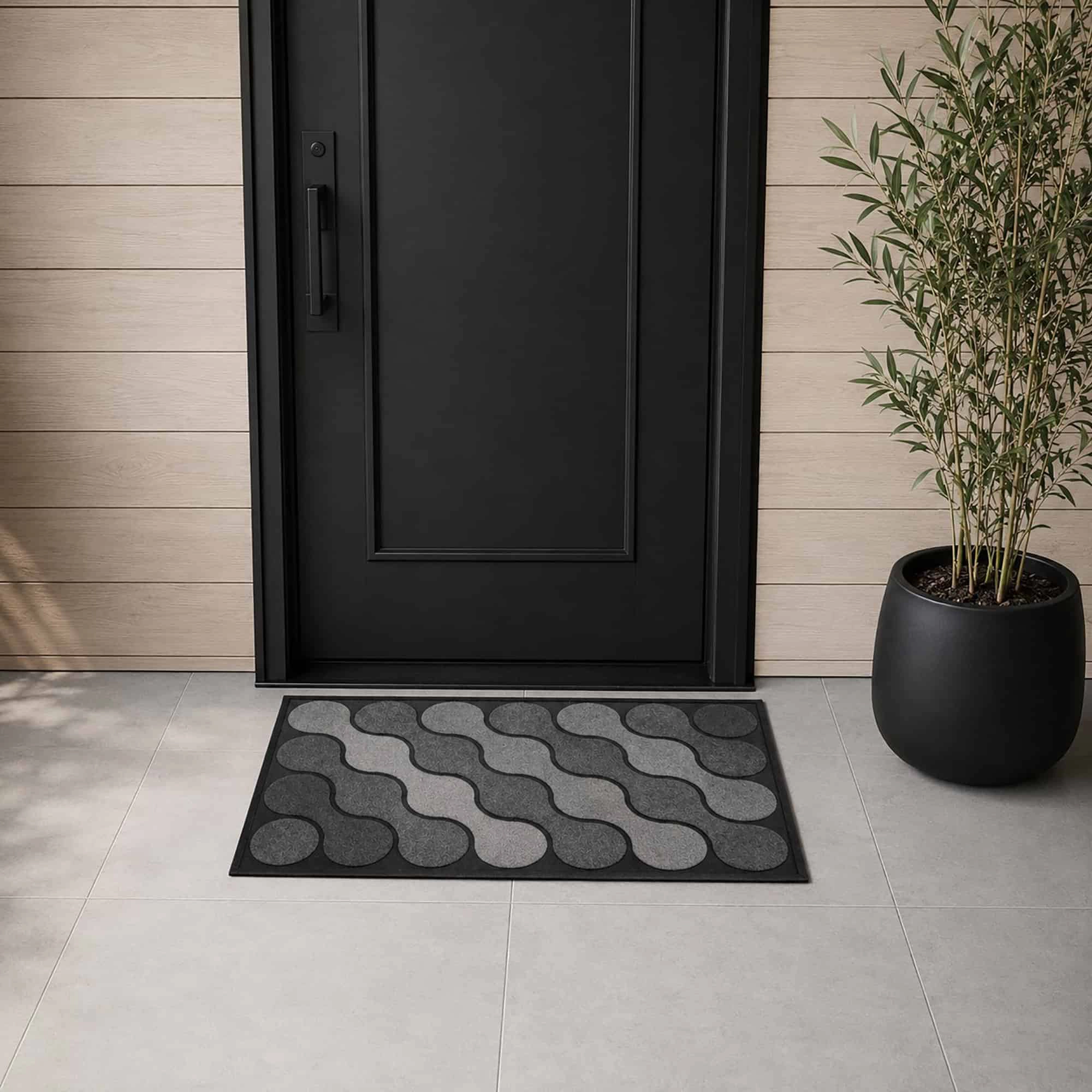 Evideco French Home Goods Gray Ripple Rubber Doormat 30 x 18 Inches