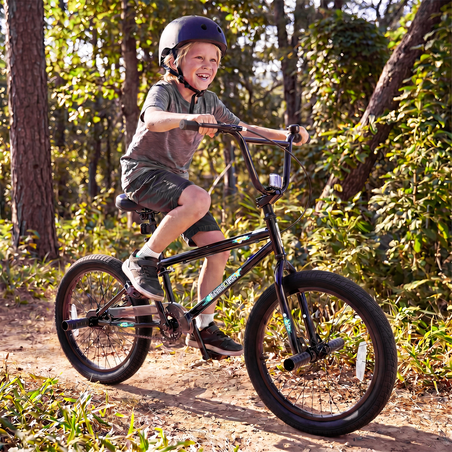 LJG 20" Trick Bicycle with 270 Degree Steering and Adjustable Seat for Kids Teens