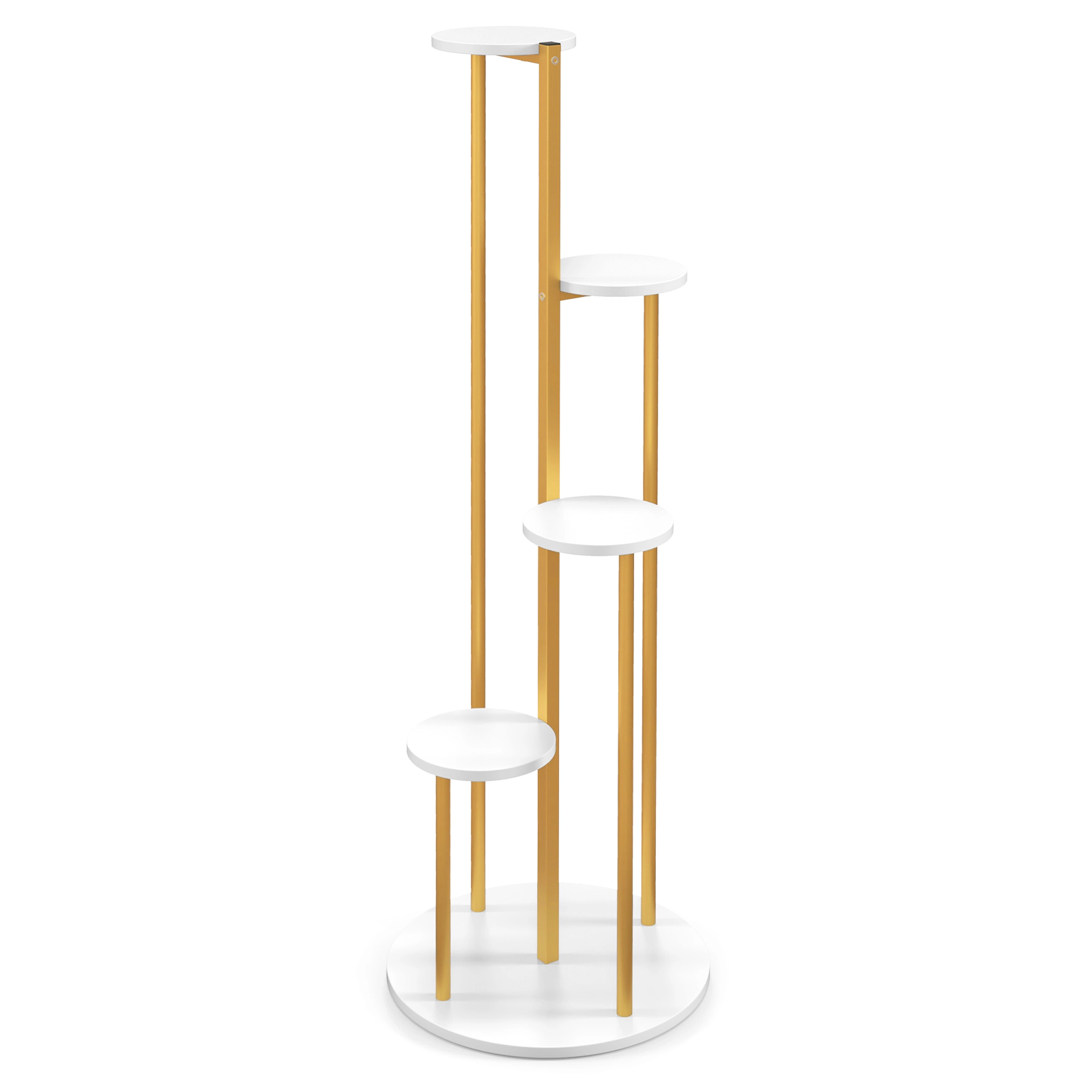 Slickblue 5-Tier Corner Plant Stand White MDF and Gold Metal Display Shelf