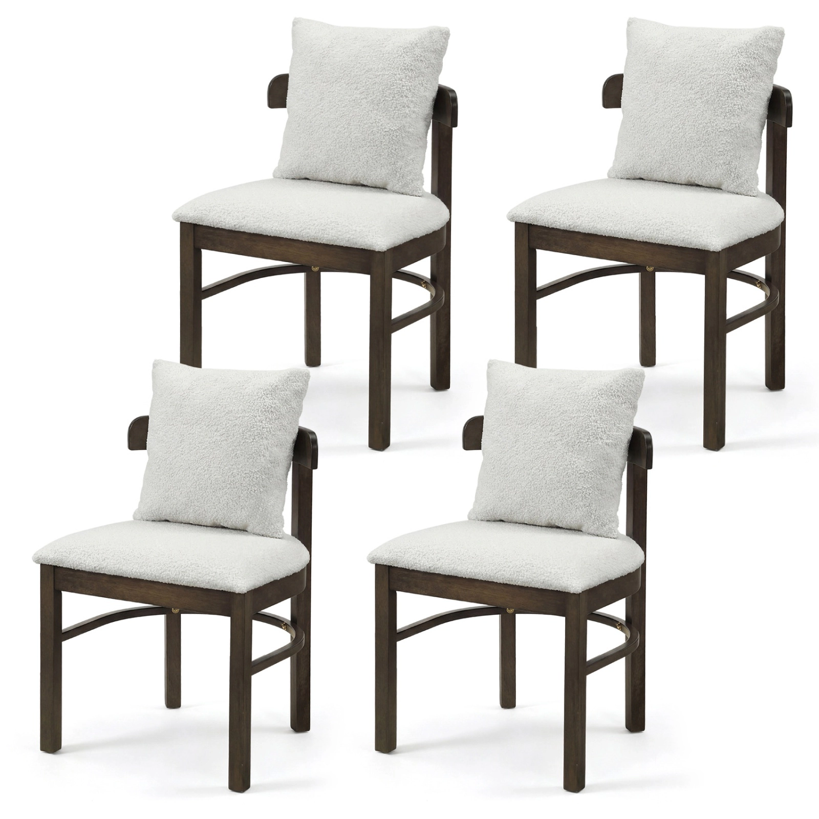 SUGIFT Fabric Upholstered Wood Dining Chairs Set of 4 with Removable Pillow 330-Lb Capacity Gray + Brown
