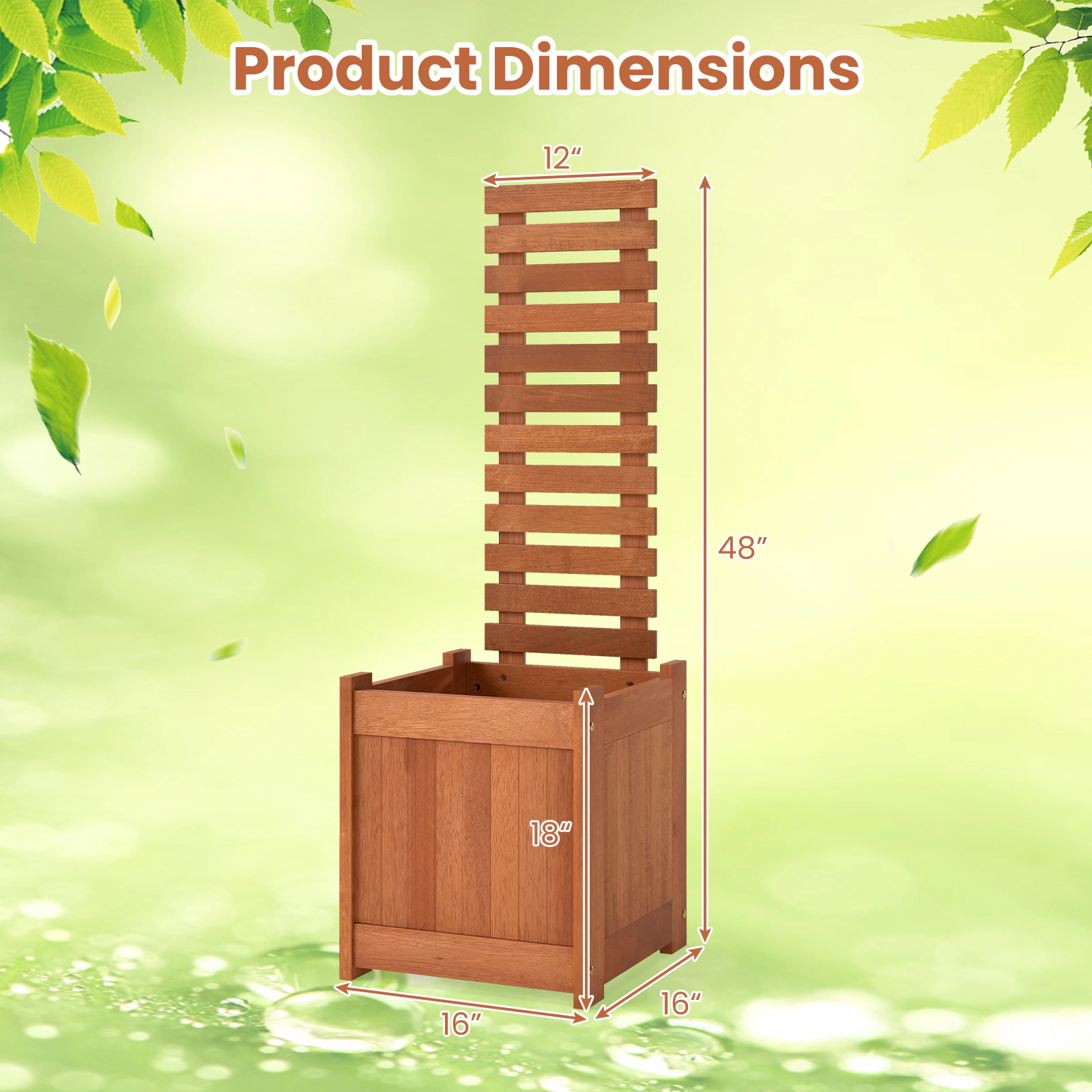 SUGIFT Solid Wood Raised Garden Bed with Trellis 48-in Tall Planter Box Natural