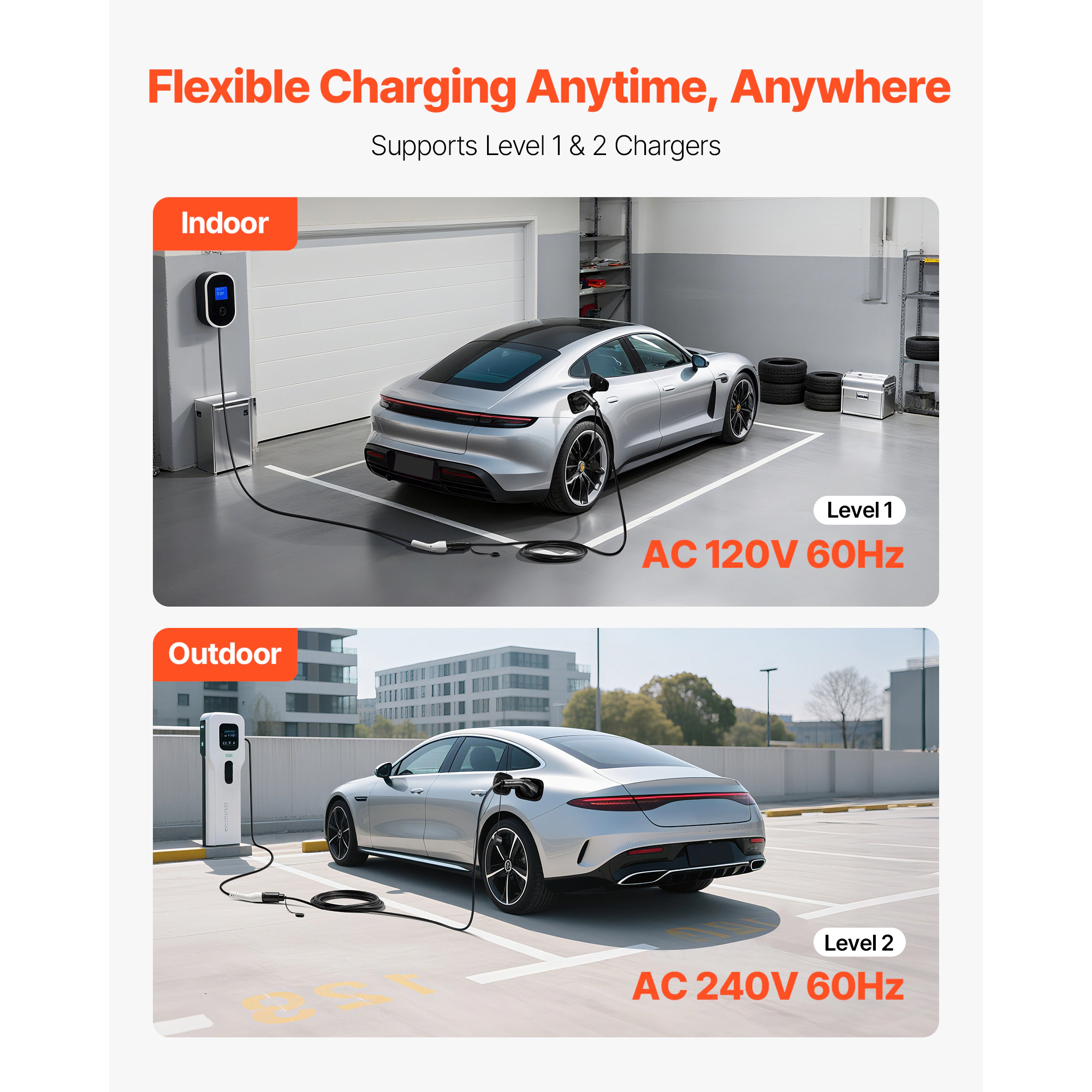 HONGGE EV Charger Extension Cable Extension Cord with 240V Level Cable with Carrying Bag