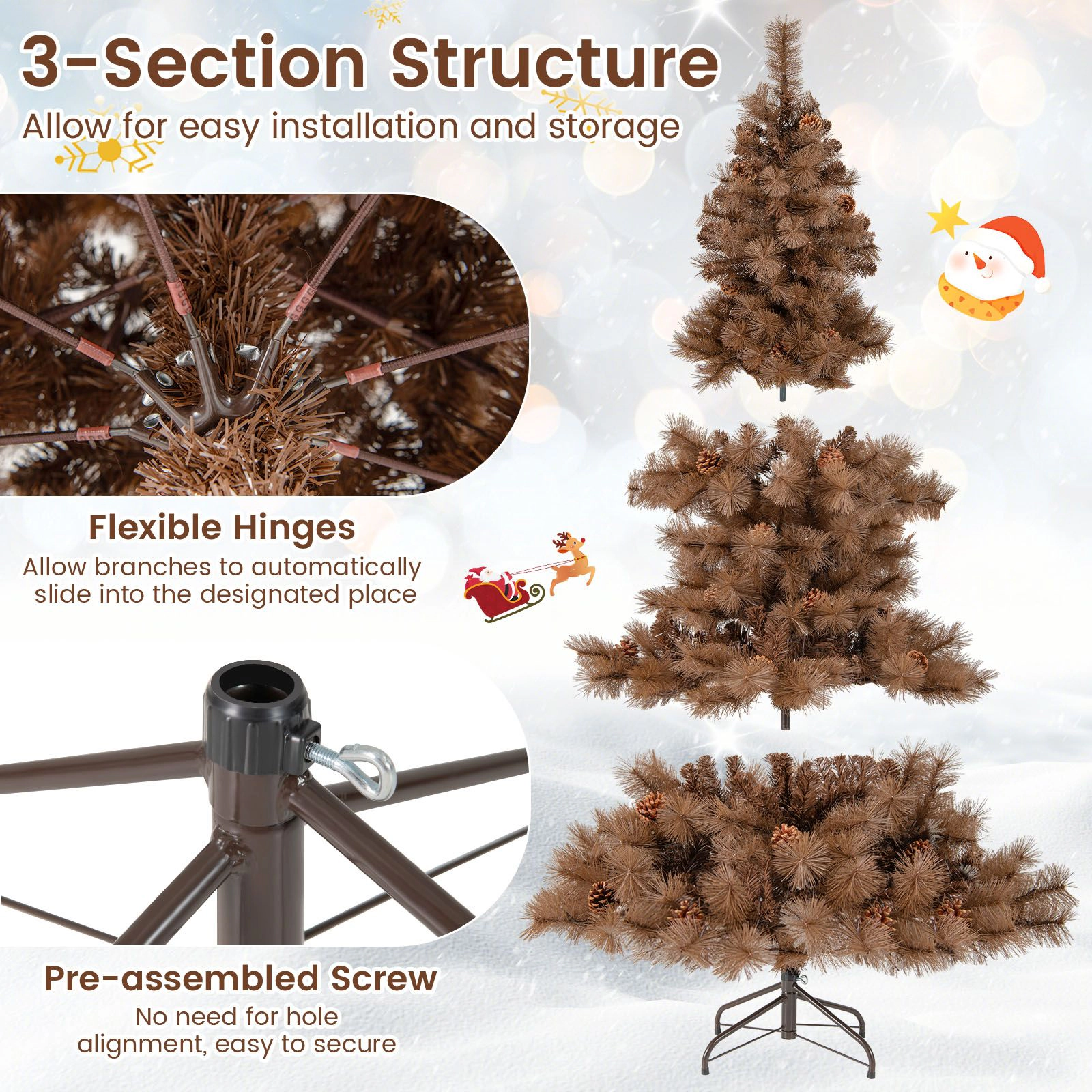 SlickBlue Chocolate Christmas Tree with 493 Branch Tips and 200 LEDs