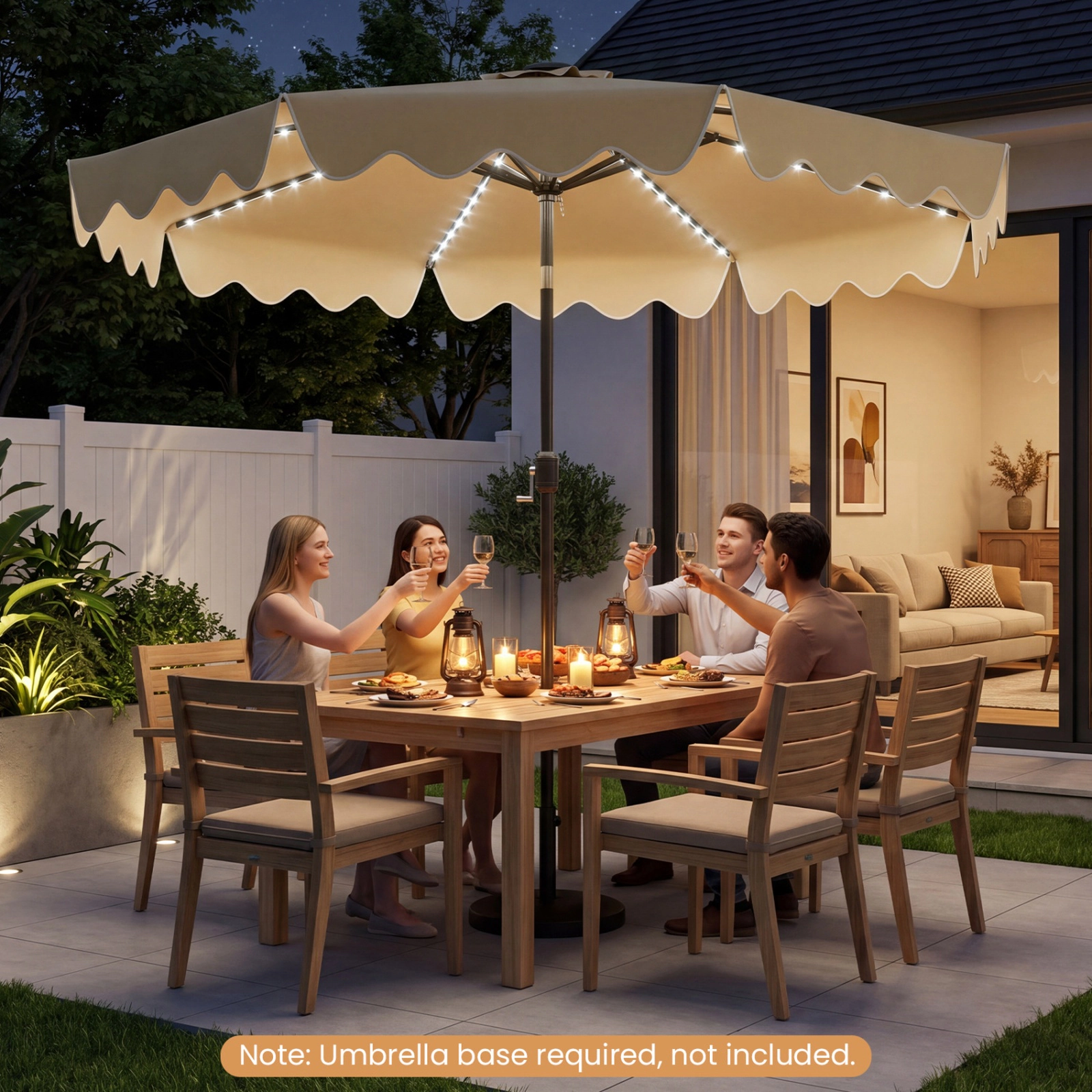 SUGIFT 104 Color-Changing LED Lights and Push Button Tilt 9 FT Solar Patio Umbrella