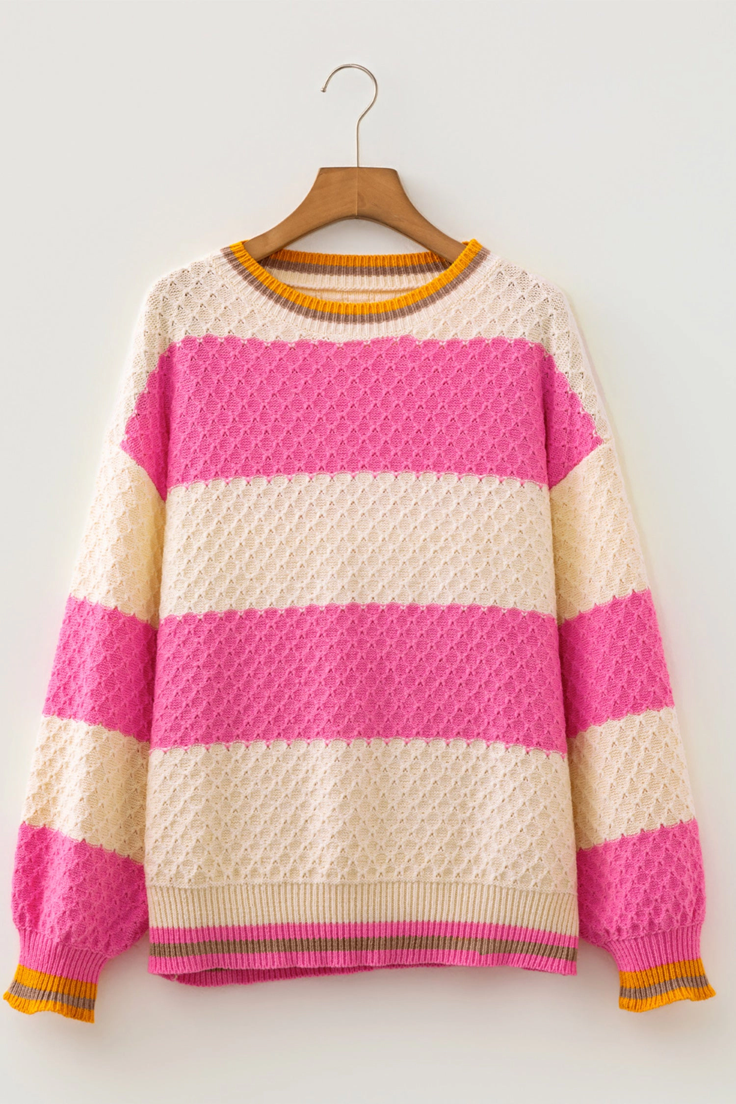 Threaded Pear Azalea Texture Drop Shoulder Sweater