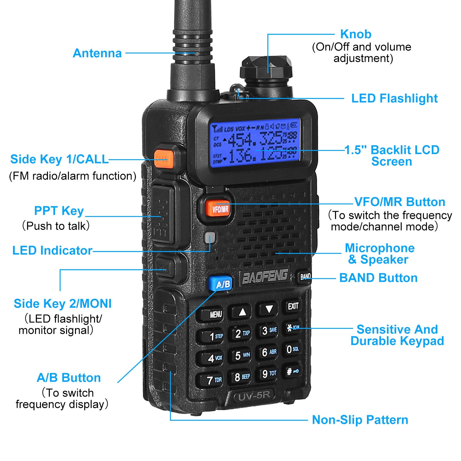 GBruno Dual Band 5W Two Way Radio Transceiver