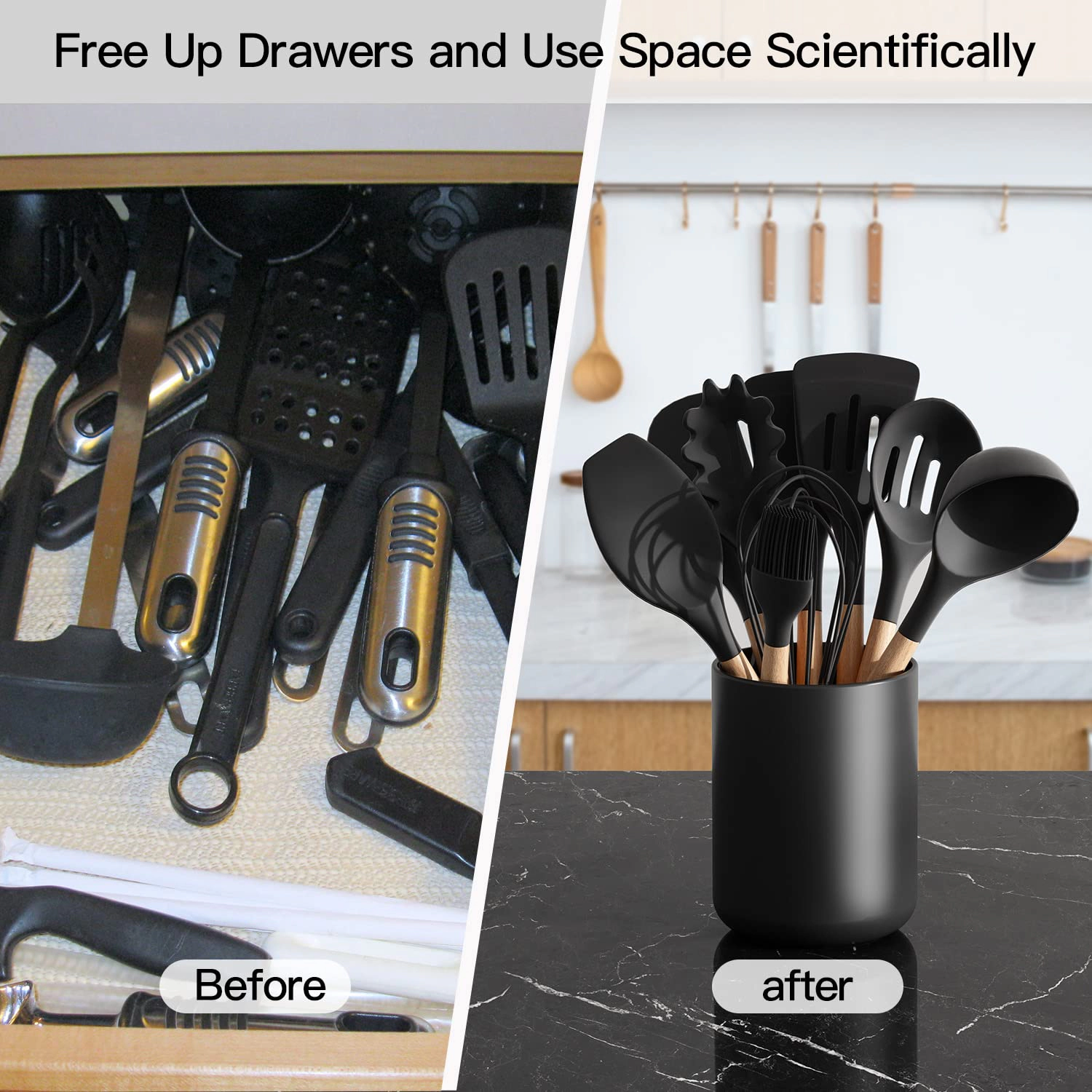 WZK Large Ceramic Easy Clean Modern Farmhouse Kitchen Utensil Holder