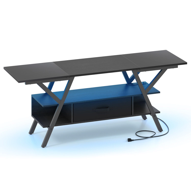 Hivvago Tv Stand For 65 Inch Tvs With Power Outlets And Led Lights