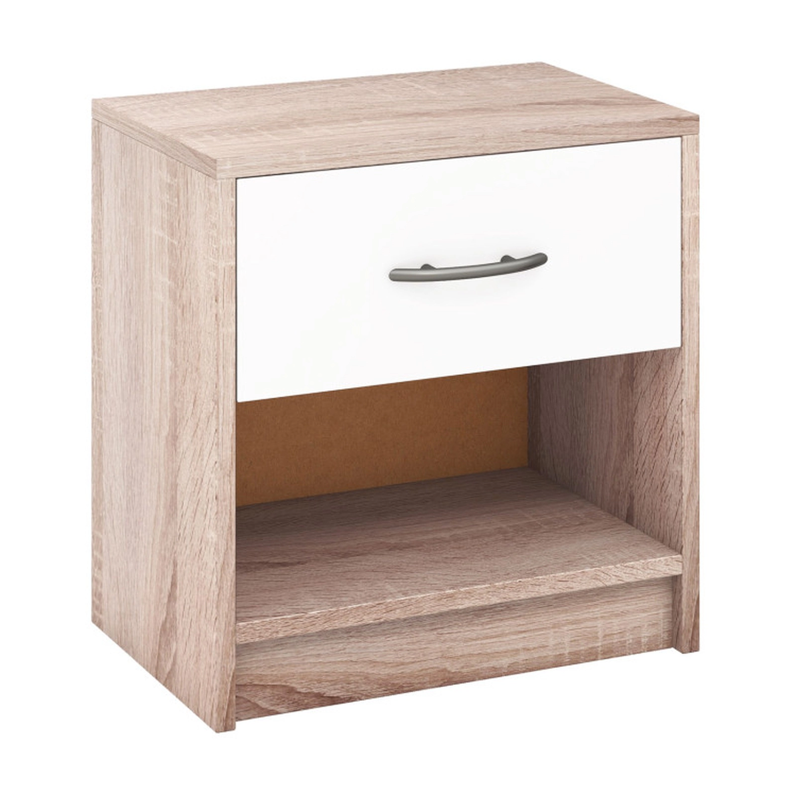 SUGIFT Drawer and Open Storage Shelf Compact Bedside Table Nightstand