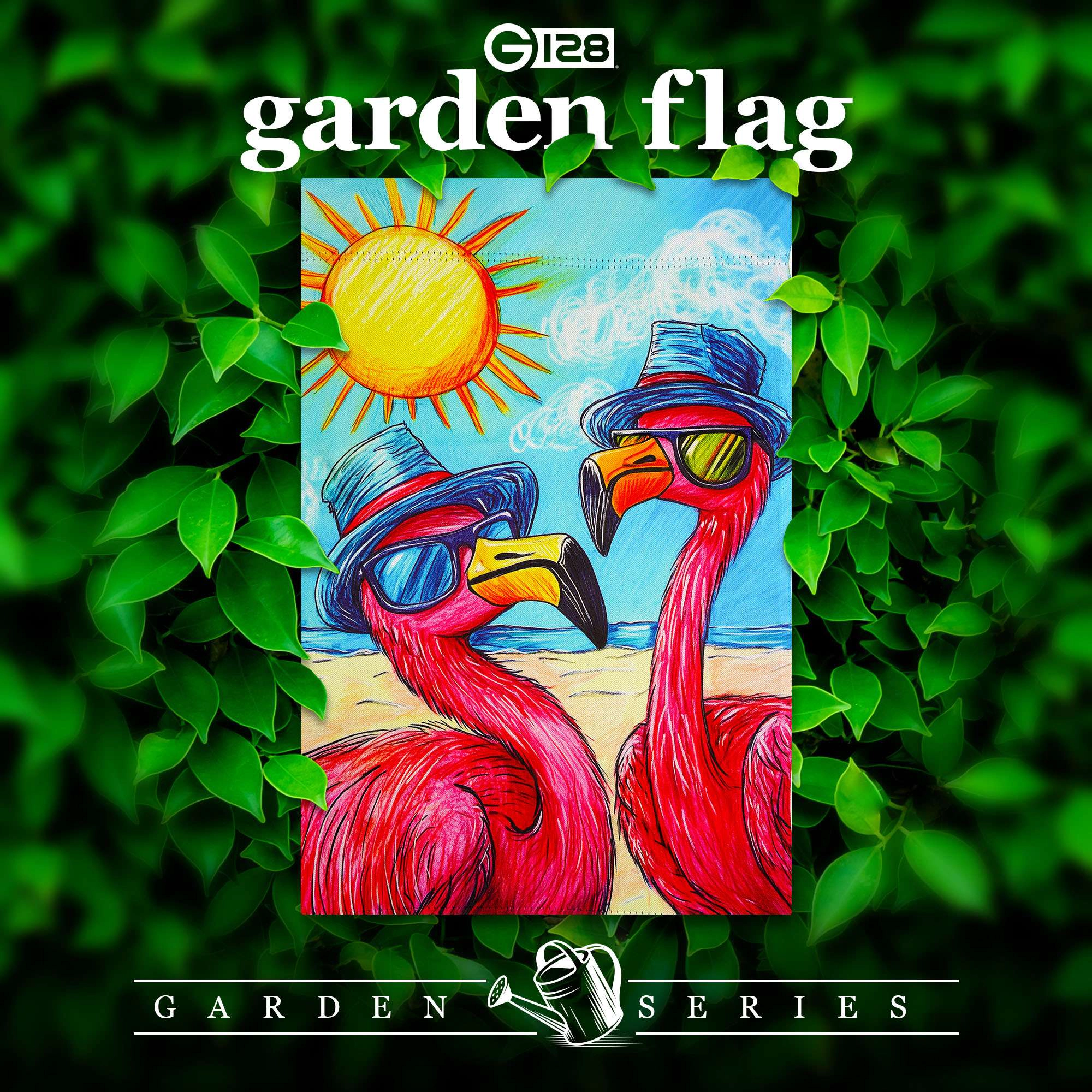 G128 Flamingo Beach Garden Flag 12x18 In Double-Sided Summer Yard Decoration