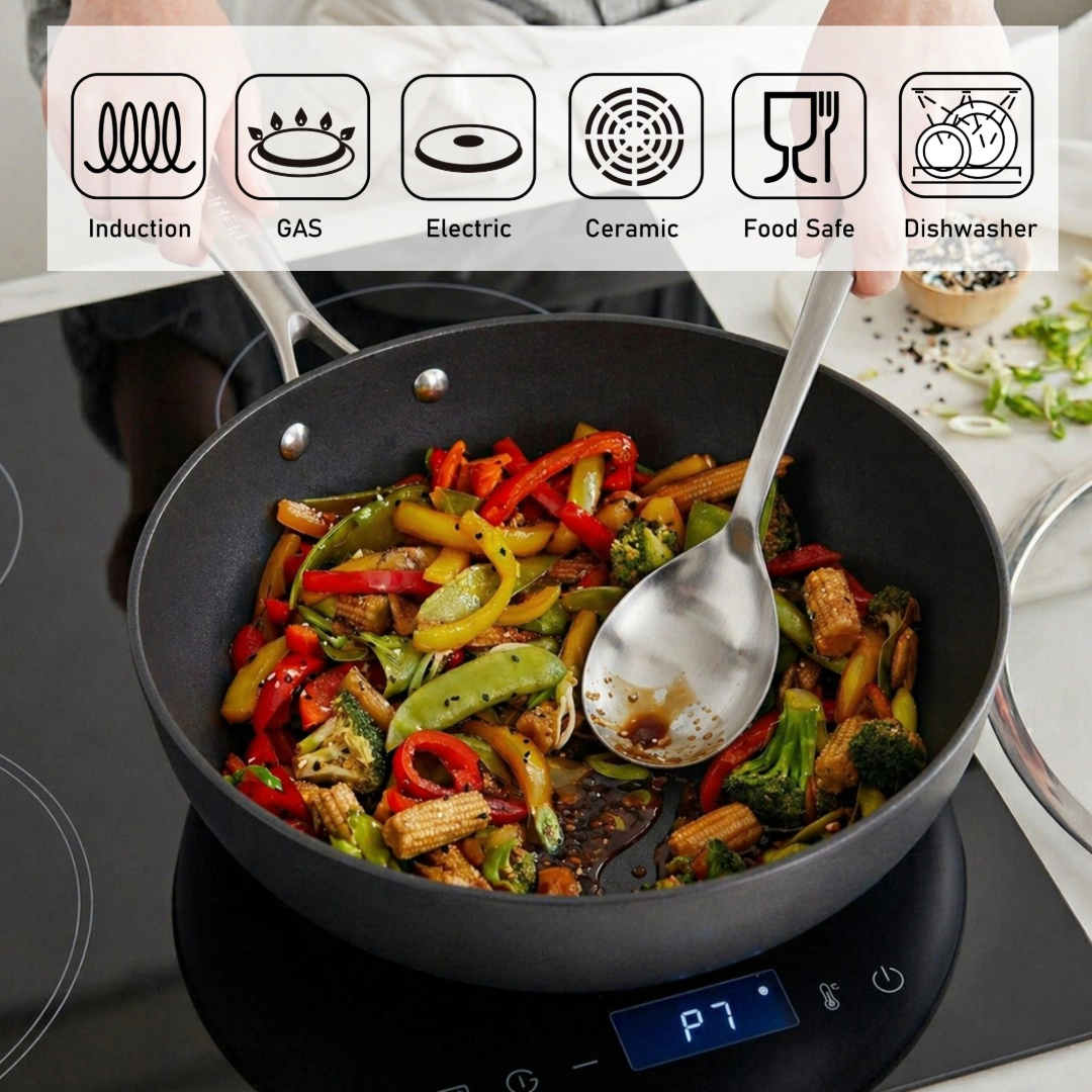 TECHEF Onyx - 12 Inch Nonstick Wok/Stir-Fry Pan with Cover