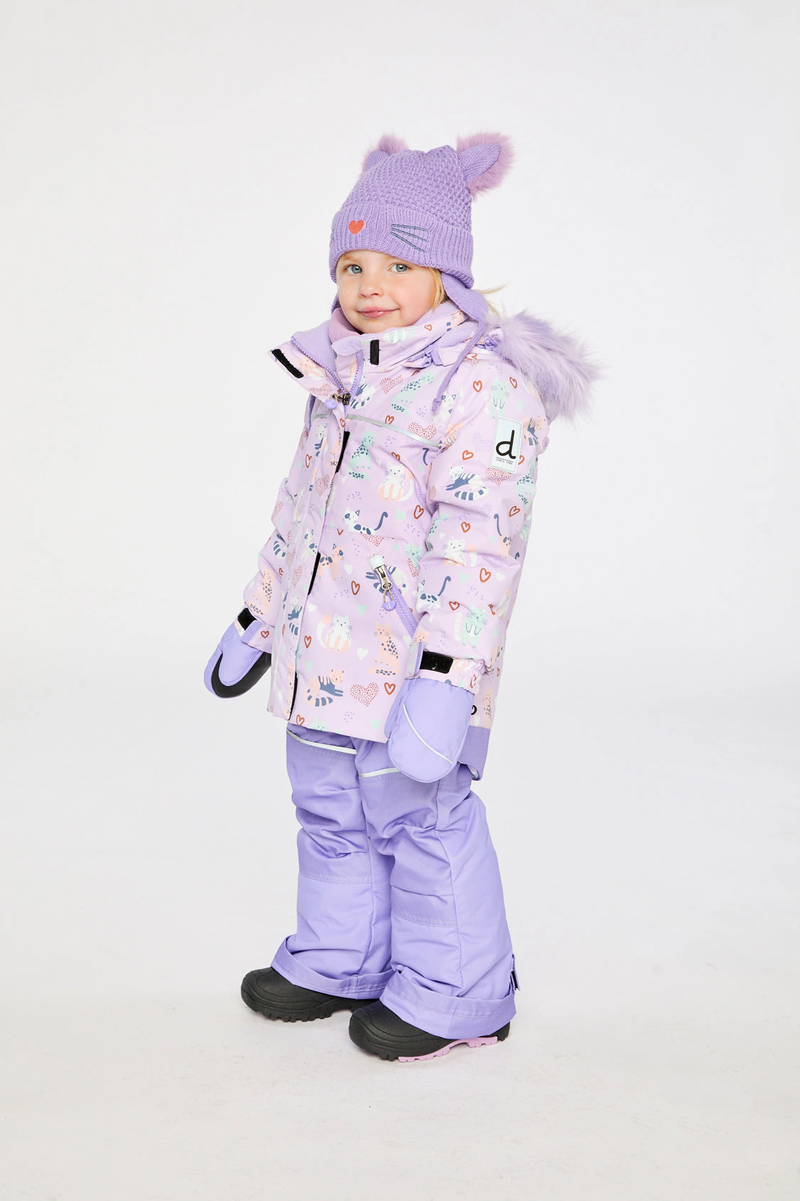 Deux par Girls Cat Print Two Piece Discover Snowsuit with Hooded Jacket and Snow Pants