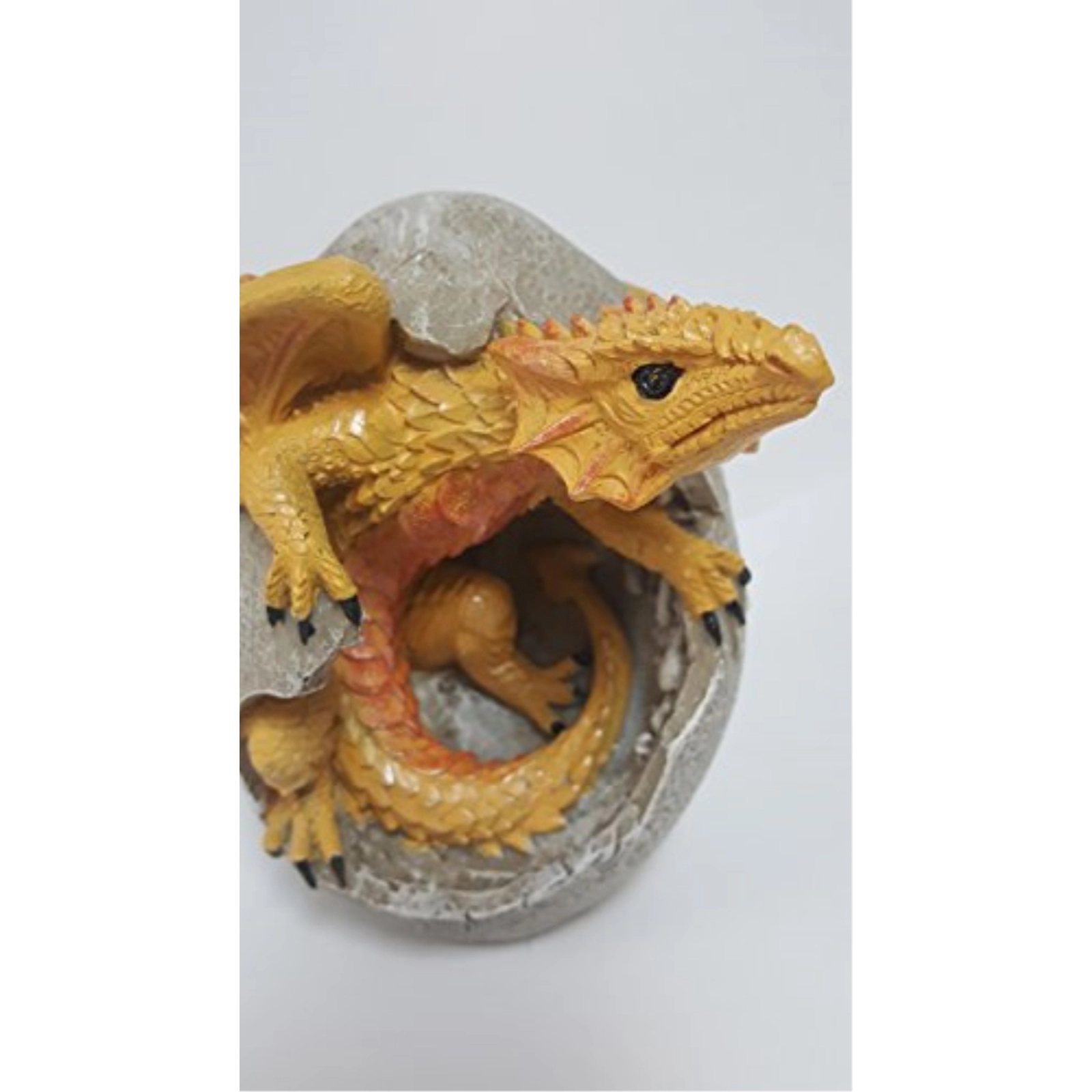 Pacific Giftware Yellow Dragon Hatchling in Egg Casing Statue Figurine 4.75 inch