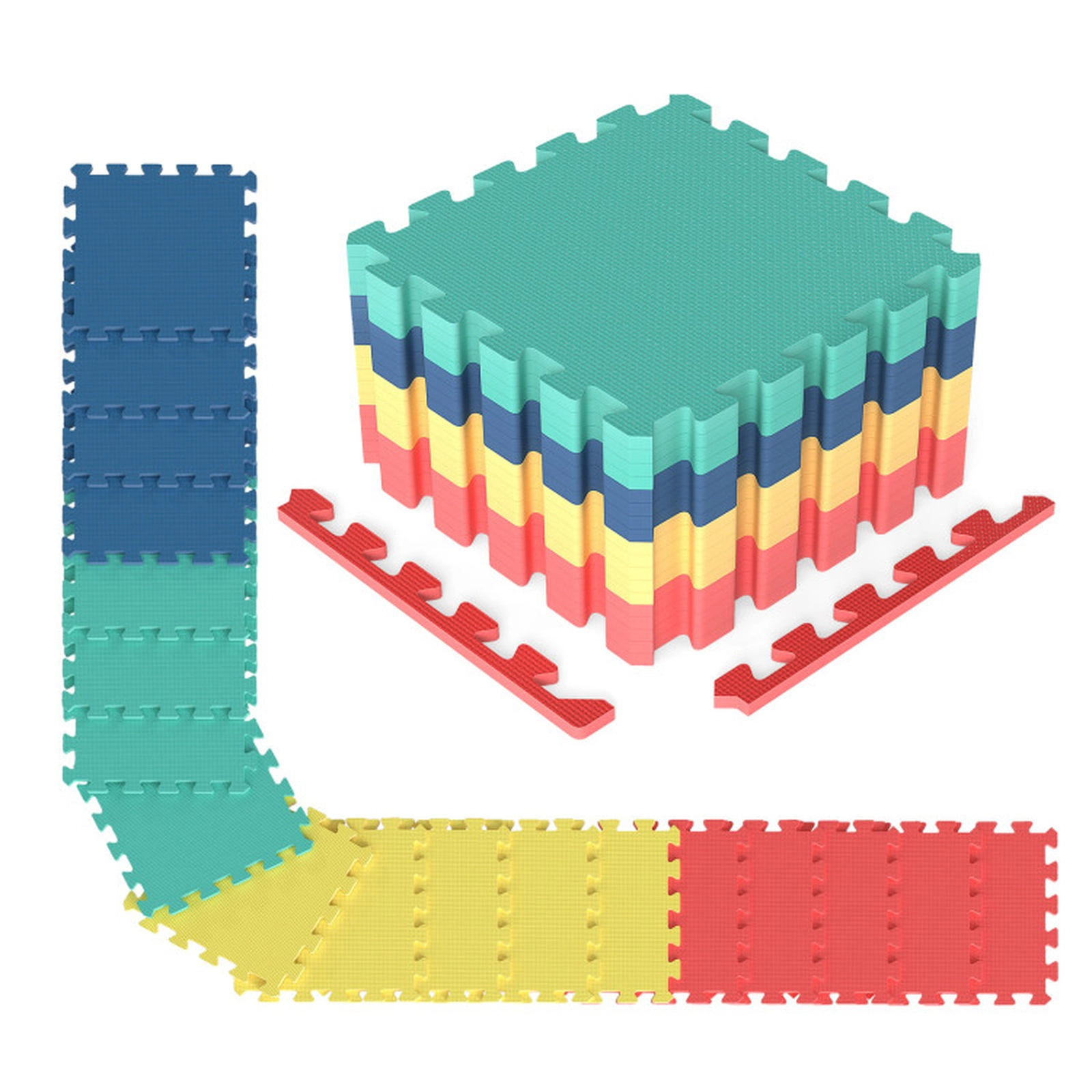 SUGIFT Multicolor 18 Pack Interlocking EVA Foam Exercise Floor Tiles with Borders 12.5-in W 12.5-in D 0.4-in H