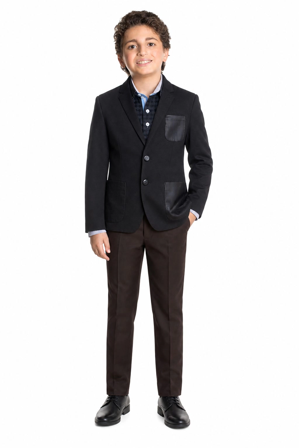 Elie Balleh Boys Slim Fit Knit Jersey Blazer