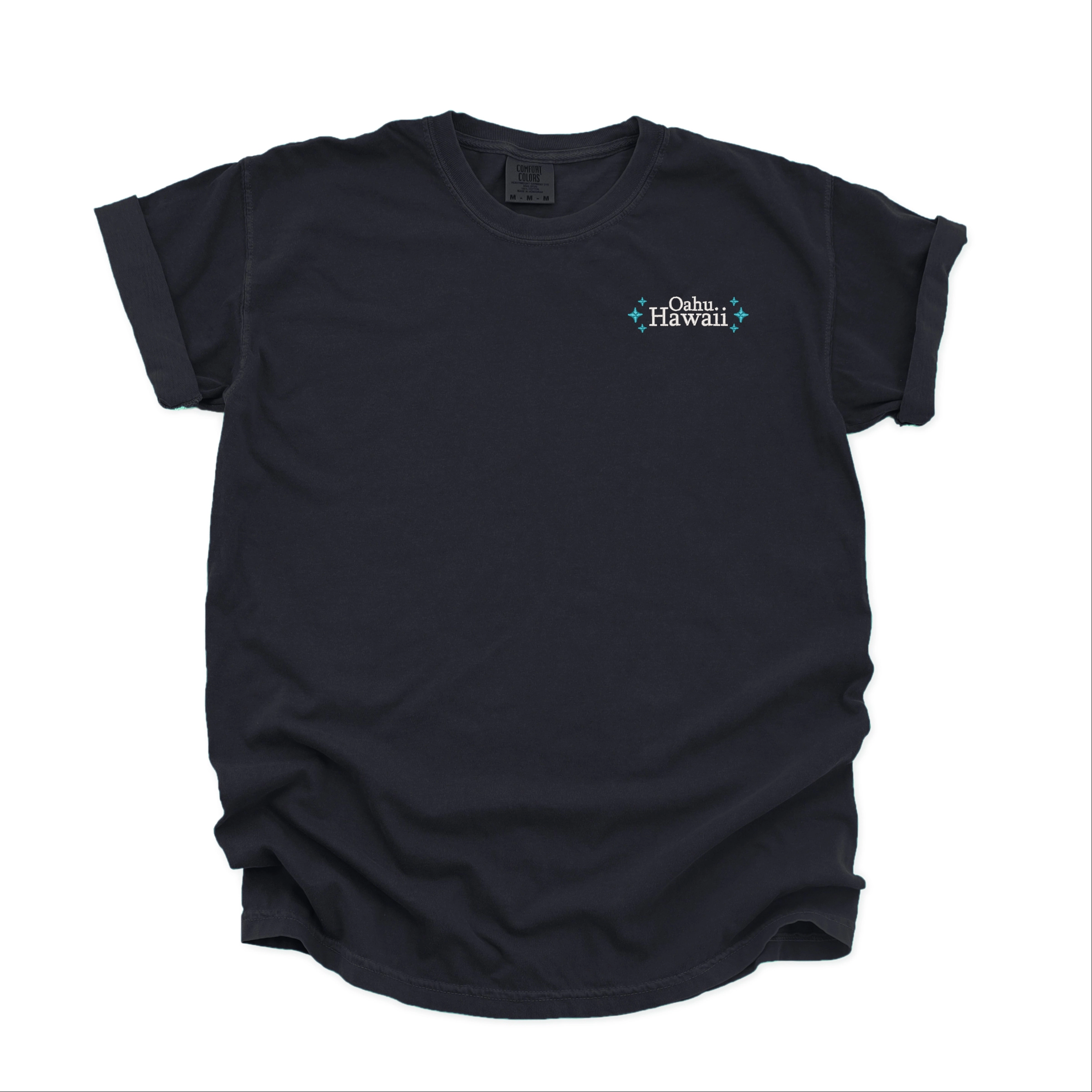 Simply Sage Market - Embroidered Oahu Hawaii Stars Women's Garment Dyed Graphic T-Shirt
