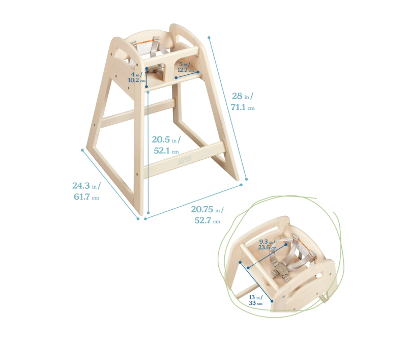 ECR4Kids Unisex ASATT High Chair, Antique White