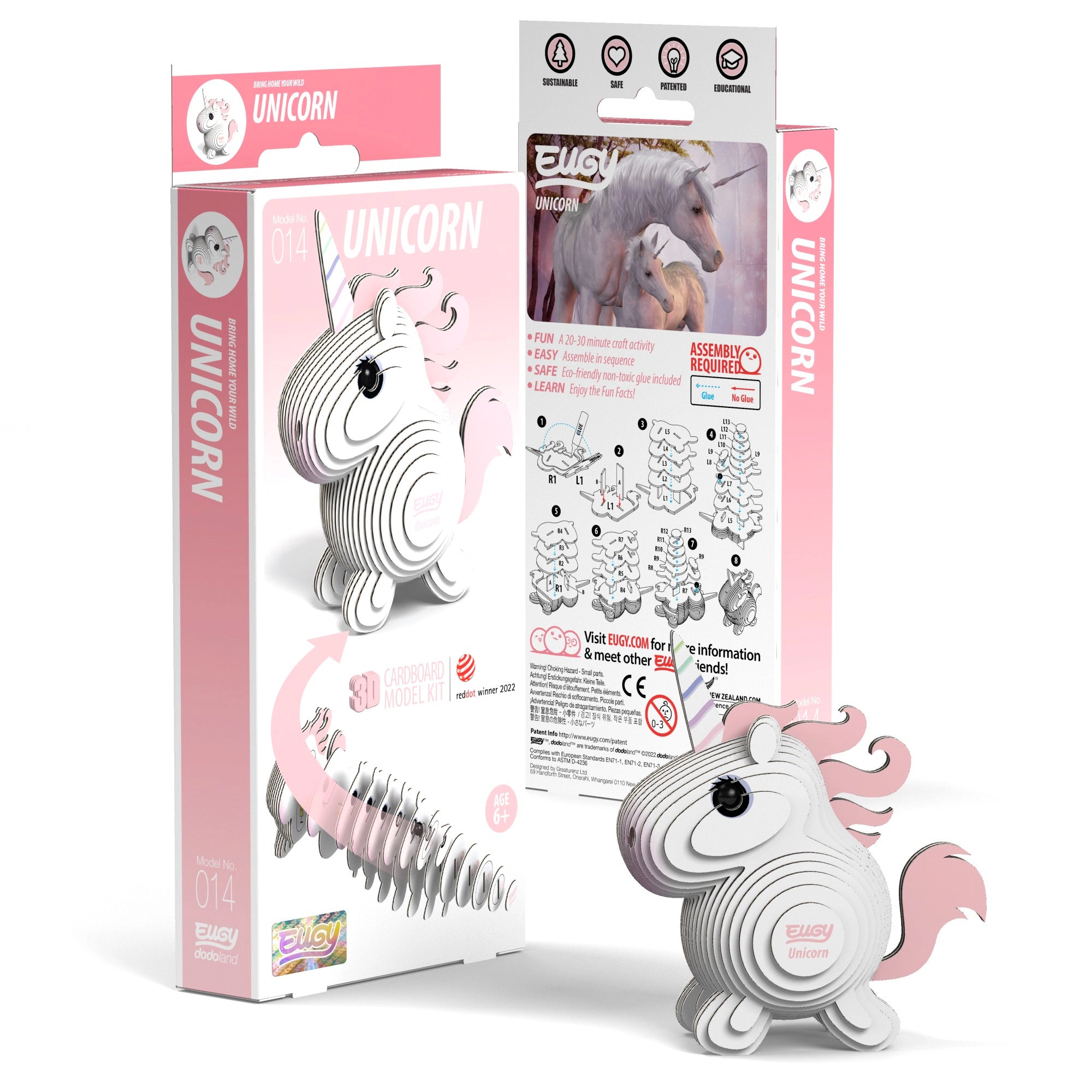 EUGY Unicorn 3D Puzzle - contains 28 puzzle pieces