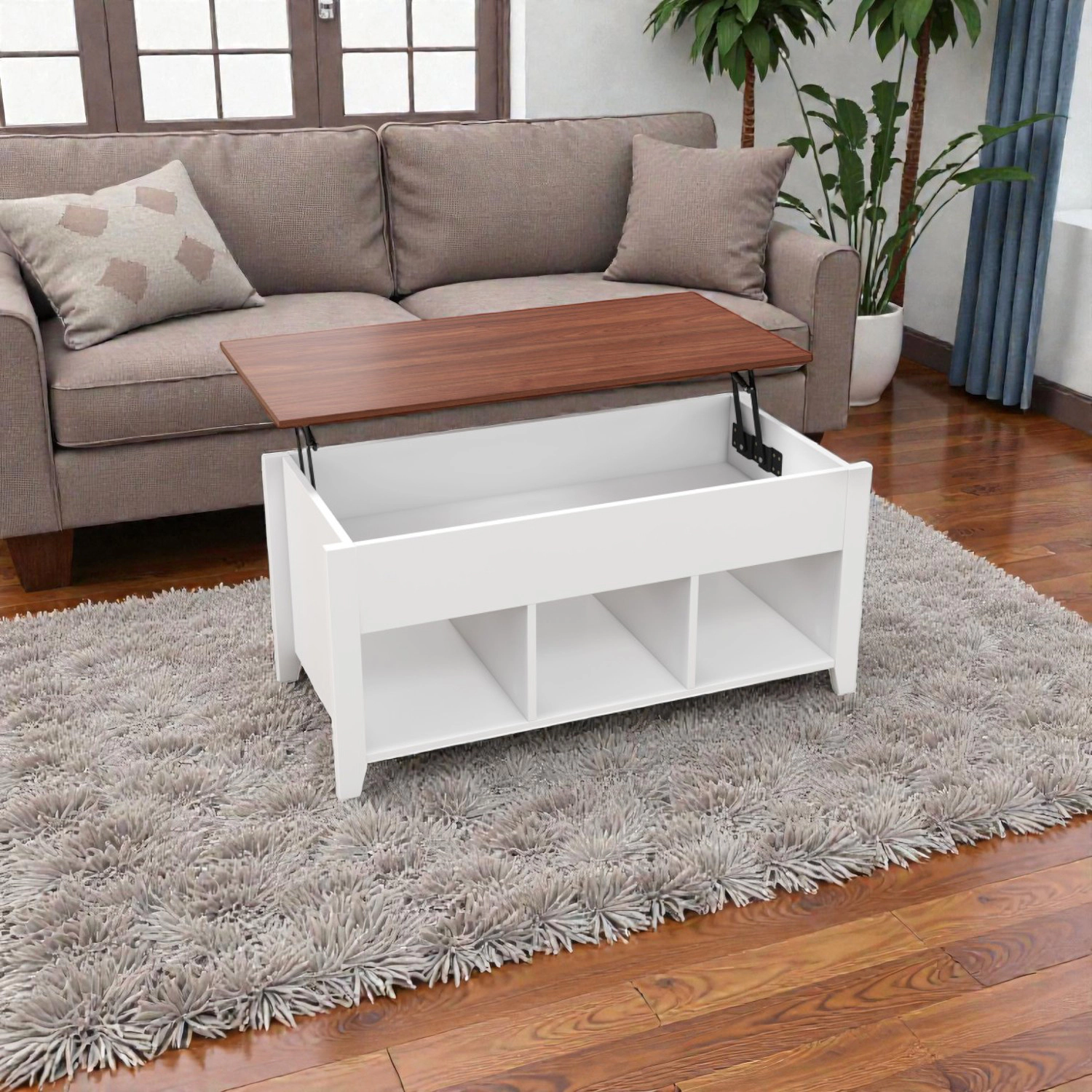 Hivvago Adjustable Lift-Top Table with Hidden Storage Space