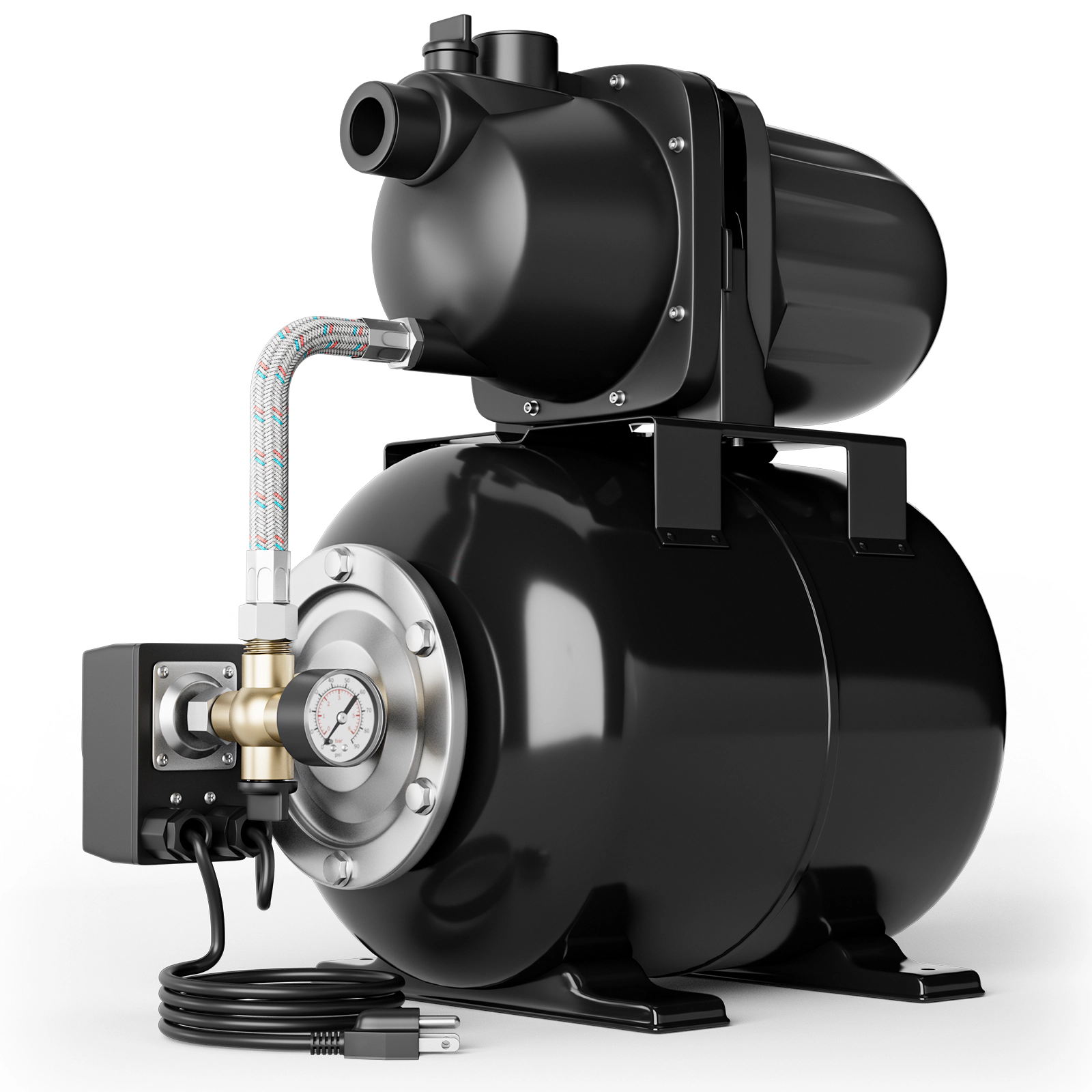 SUGIFT 1200W Shallow Well Jet Pump with 5-gal Pressure Tank 1000-GPH Flow and 20 to 40 PSI Auto Control