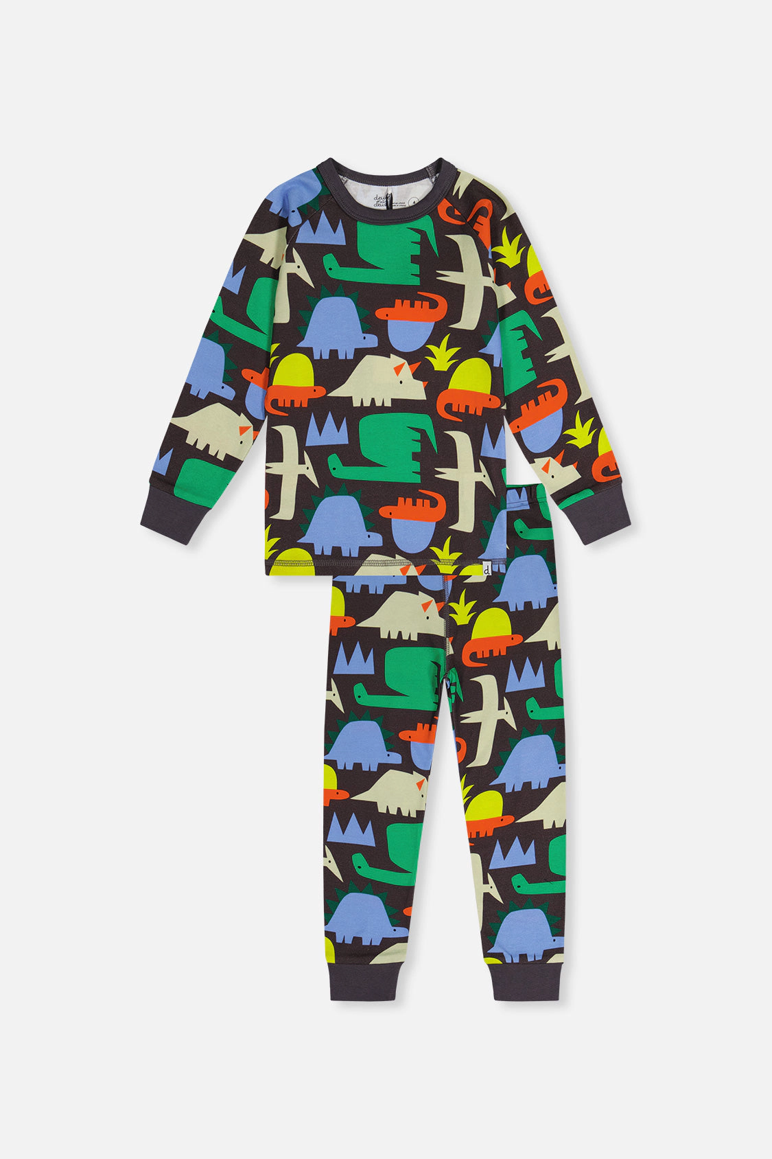 Deux par Boys Organic Cotton Animal Print Two Piece Pajama Set with Raglan Sleeve Top and Pants