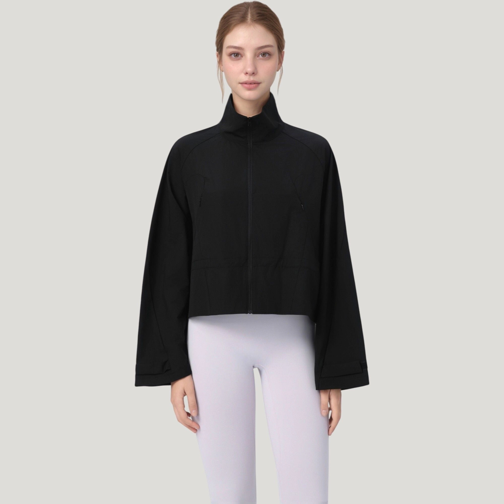 Anna-Kaci Women's Zip-Up Lightweight Active Jacket with Stand Collar and Relaxed Fit