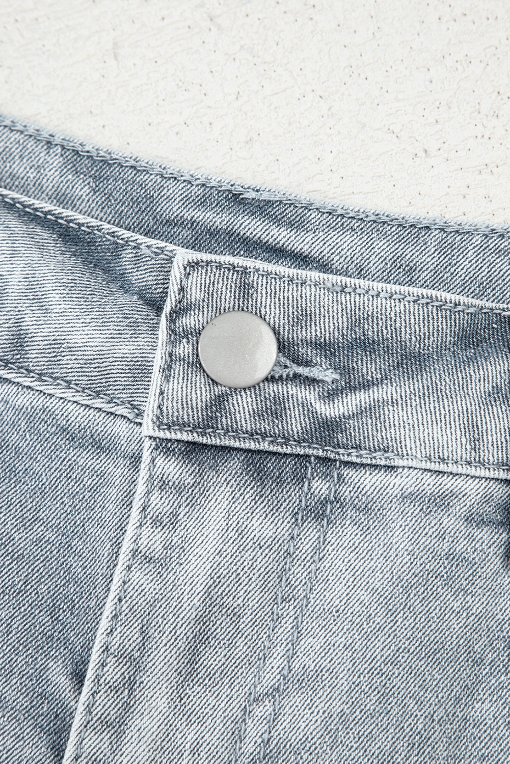 Threaded Pear Women's Scalloped Acid Wash High Waist Denim Shorts