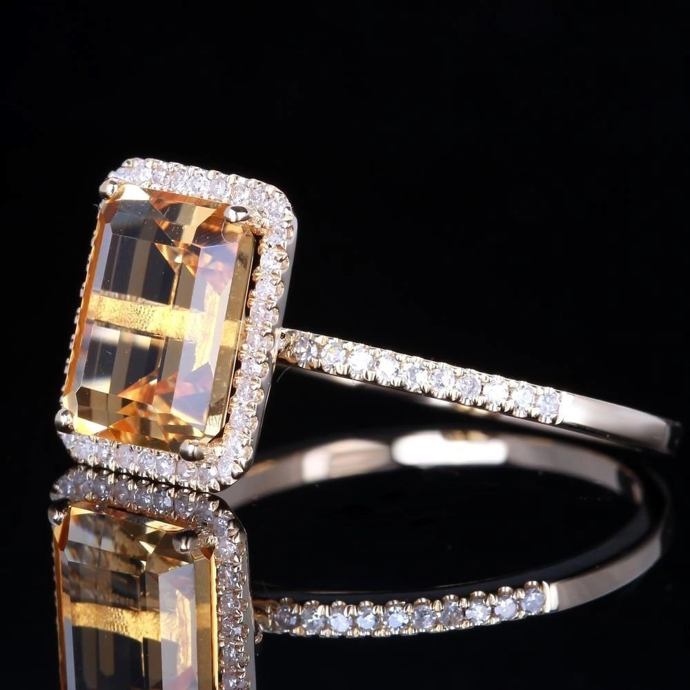 14K Gold Plated Yellow Cubic Zirconia Cocktail Engagement Wedding Anniversary Ring