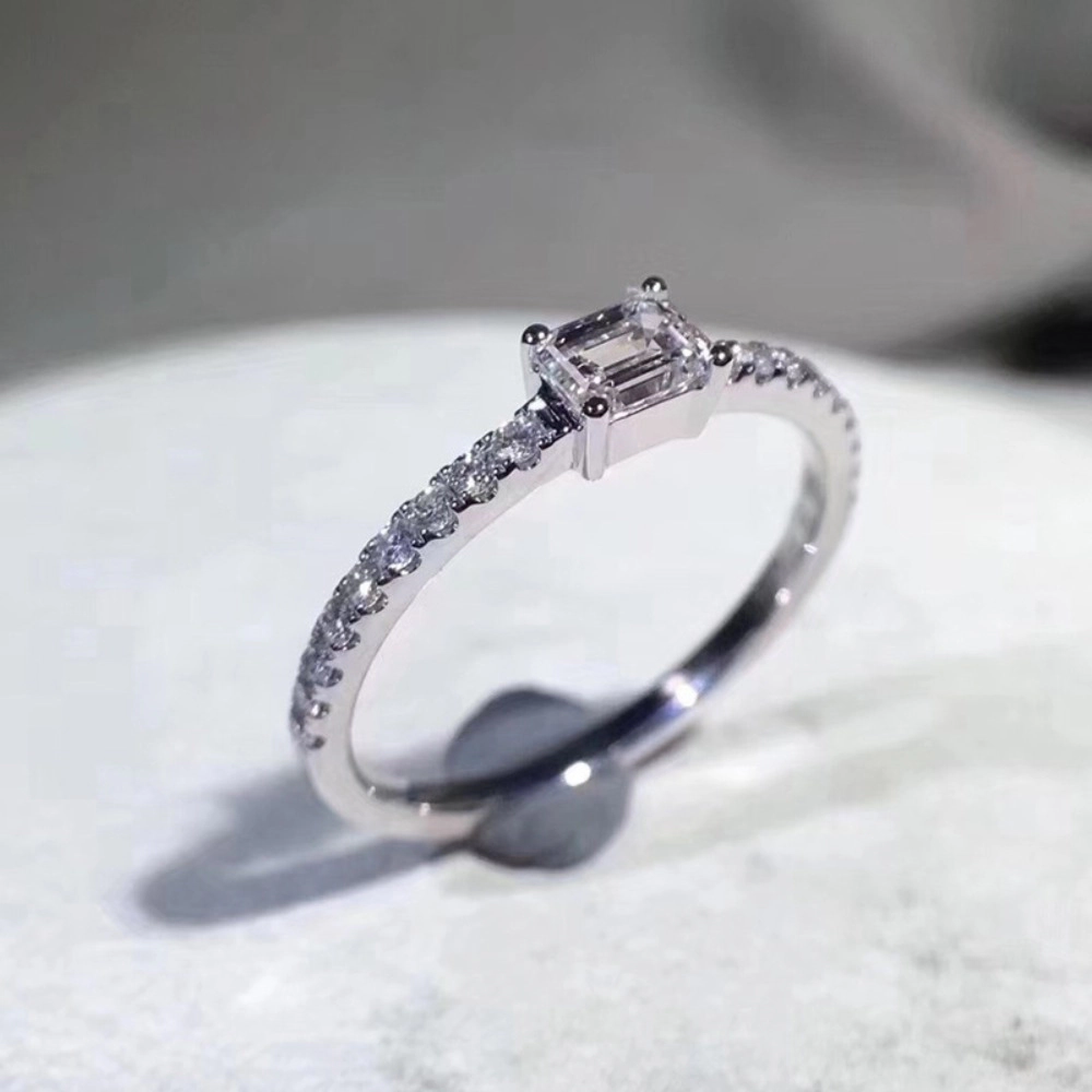 Wardrobe Whimsy Emerald Cut Cubic Zirconia Stacking Promise Ring for Women