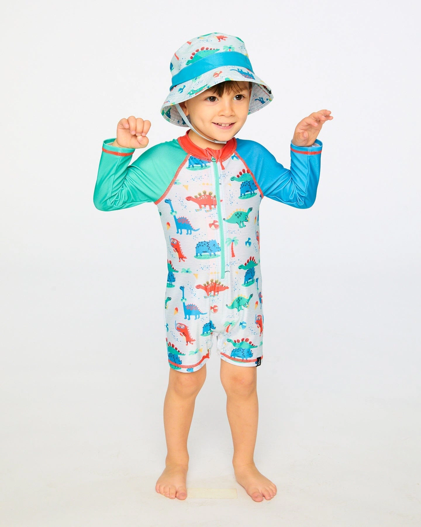 Deux par Boys Toddler One-Piece Long Sleeve Rashguard Dinosaur Print