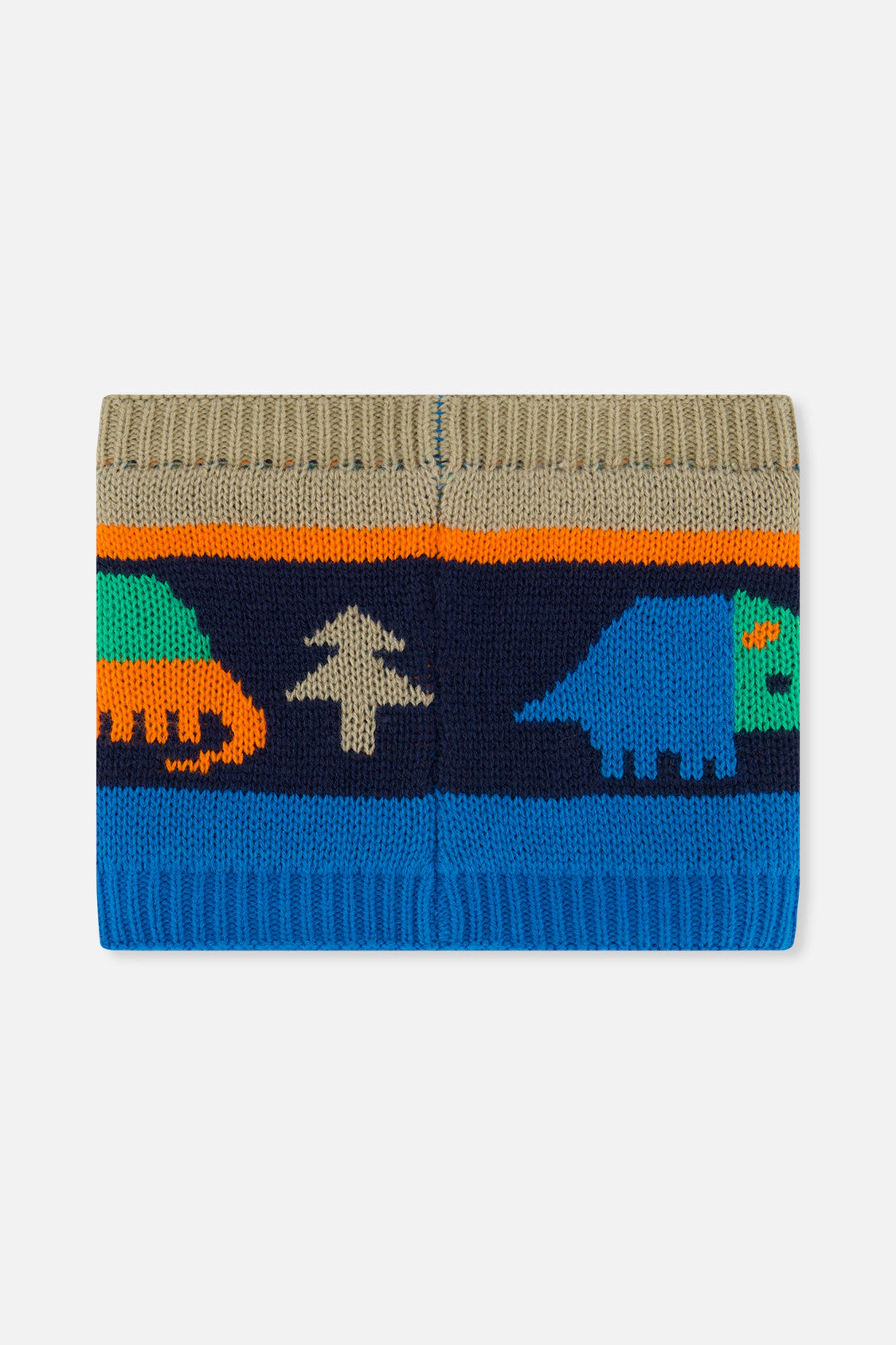 Deux par Deux Boys Dinosaur Print Jacquard Winter Knit Neckwarmer 2-6 Years