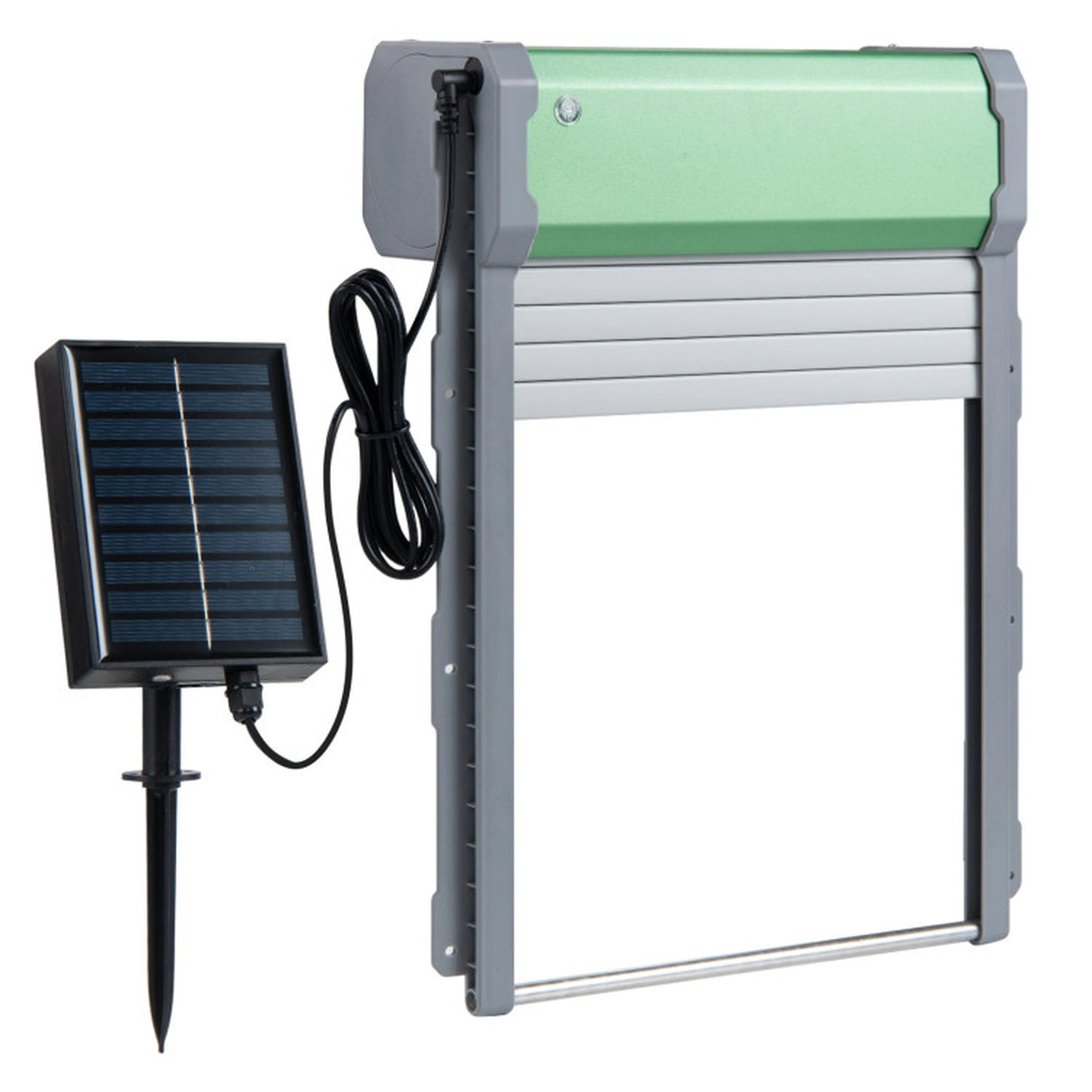 SUGIFT Automatic Solar Chicken Coop Door with Remote Control and Light Sensor Timer Green & Sliver