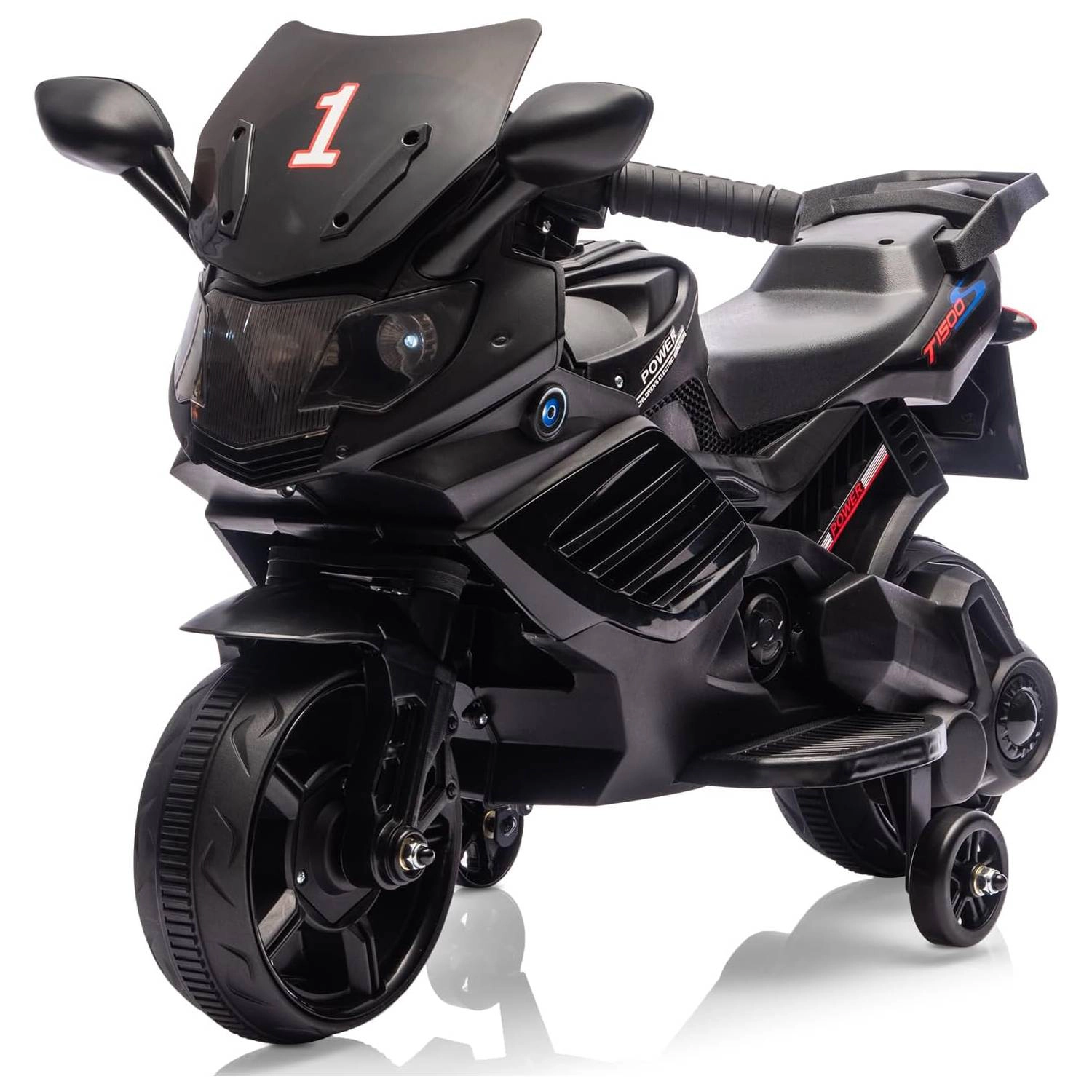 Enjyam 6V Kids Ride On Motorcycle w/Training Wheels, Electric Bike Toy w/Headlight, Horn & Music, Gift for Ages 3-6