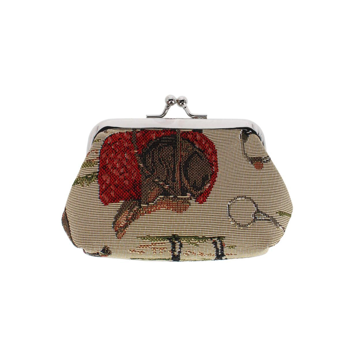 CTM Women's Horse Themed Tapestry Coin Purse Wallet