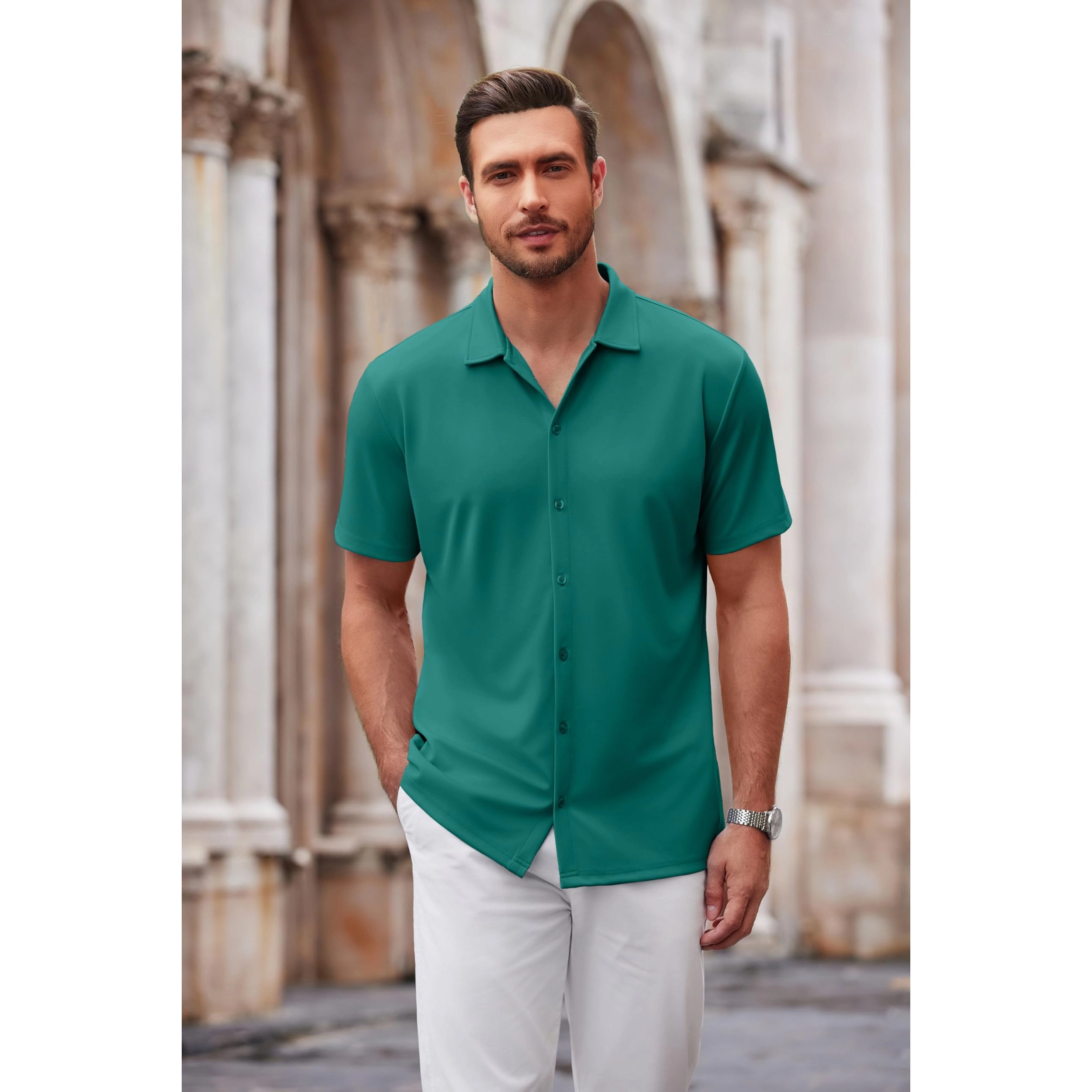 COOFANDY Men's Regular Fit Short Sleeve Camp Shirt
