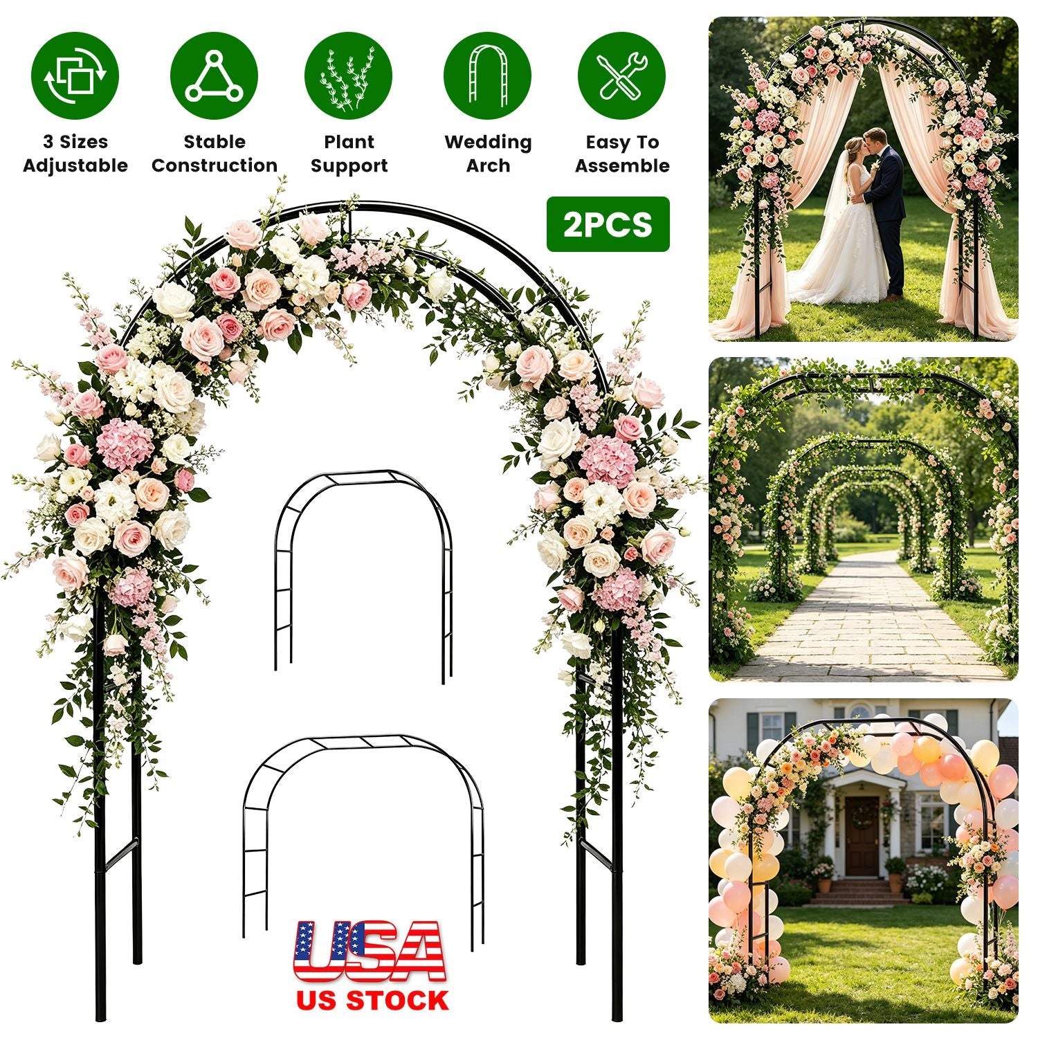 GBruno Adjustable Metal Garden Arch Trellis