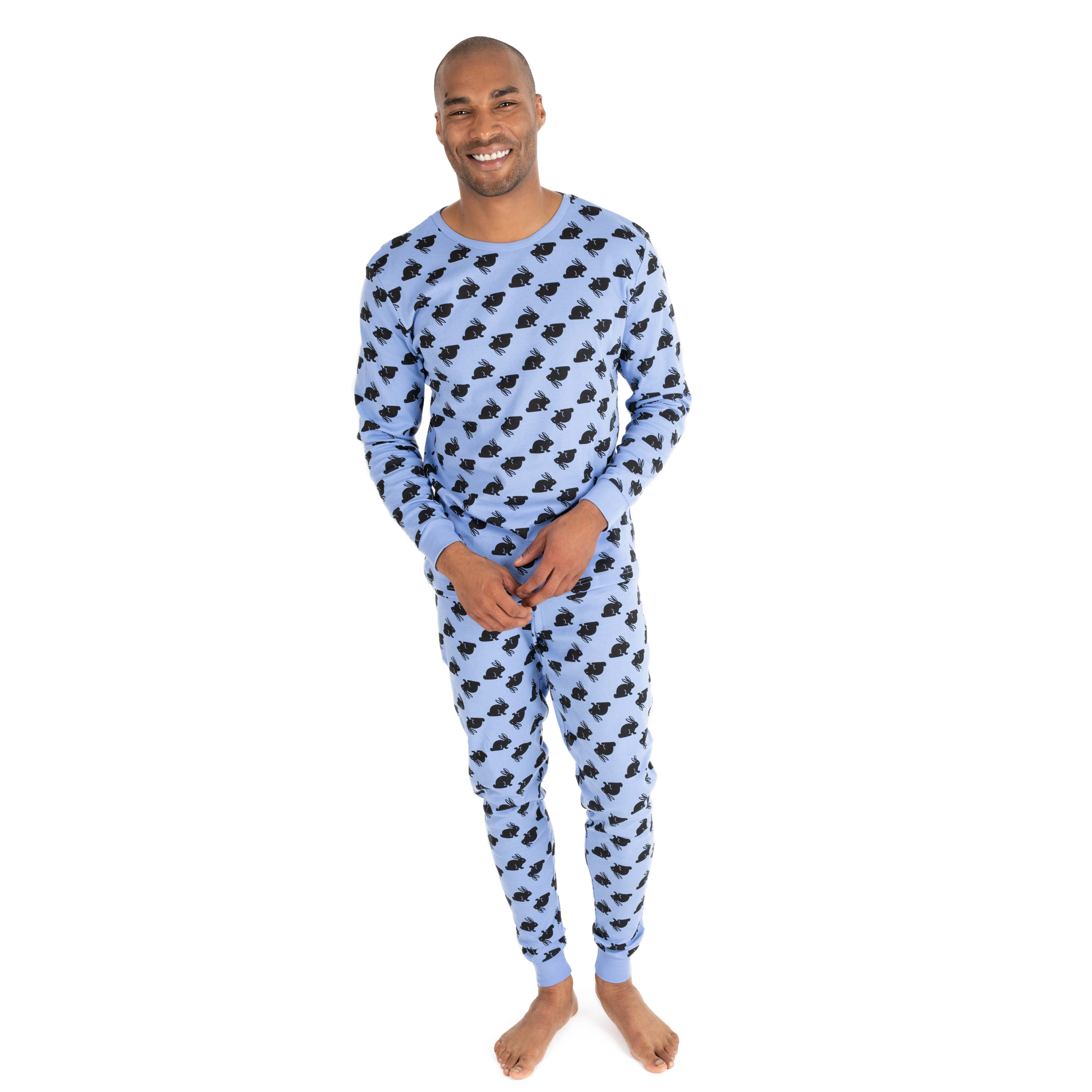 Leveret Men's 2-Piece Cotton Snug Fit Easter Bunny Pajama Set