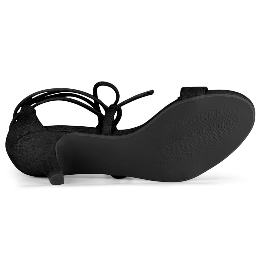 BLISSFUL STEP Women Kitten Heel Lace Up Open Toe Sandals