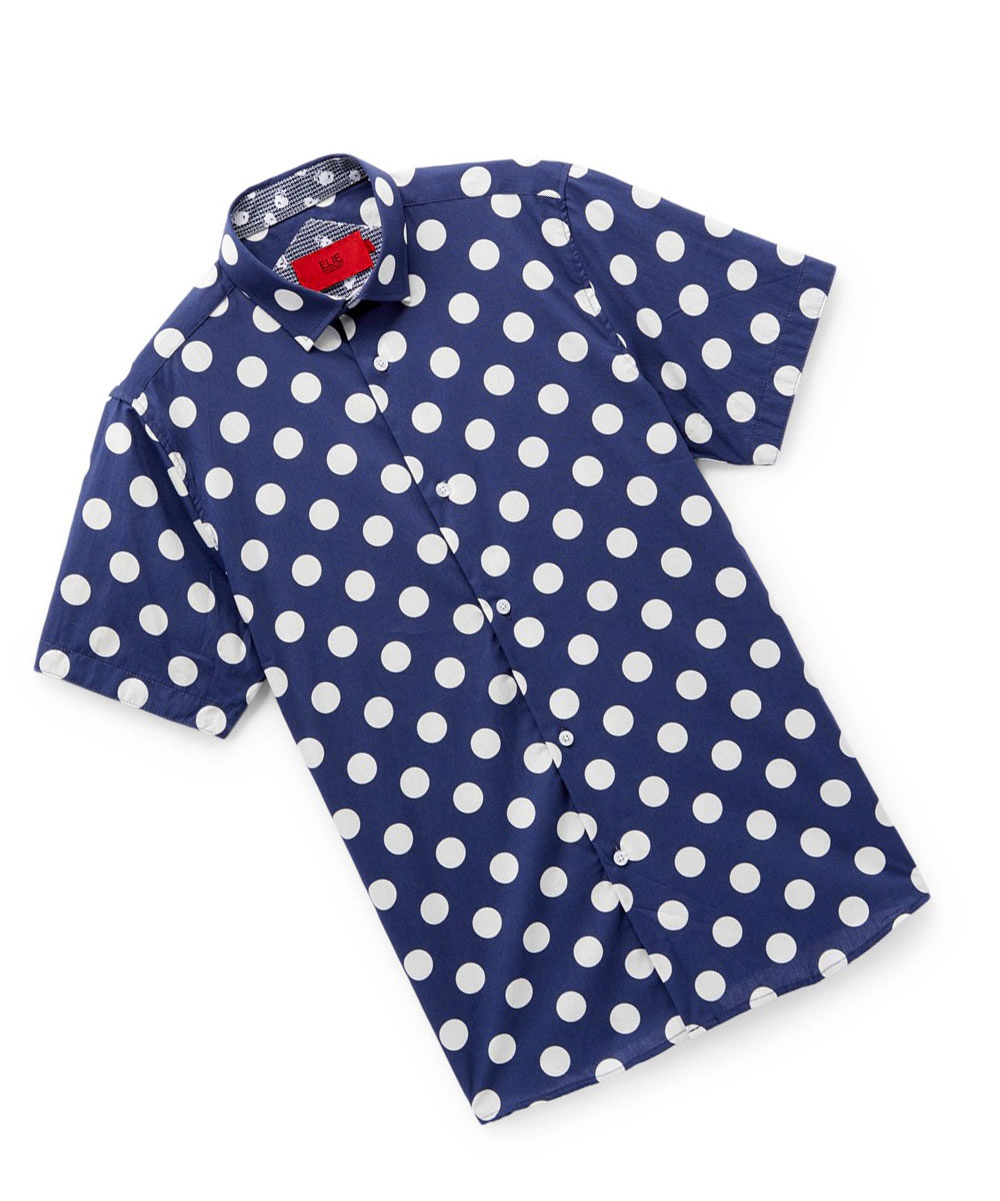 Elie Balleh Boys Slim Fit Long Sleeve Polka Dot Shirt
