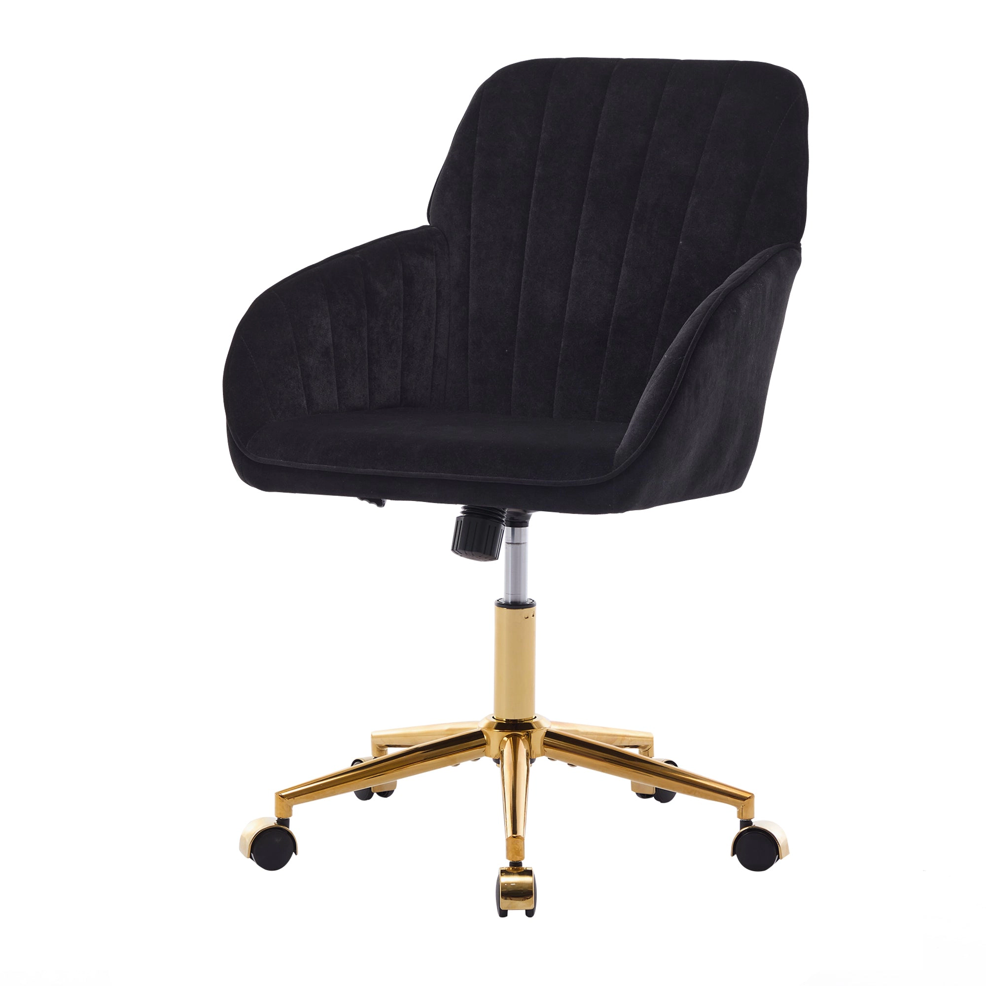 Platinum-Level Office Chairs TY Adjustable Velvet Office Chair, Black, Gold Base Swivel