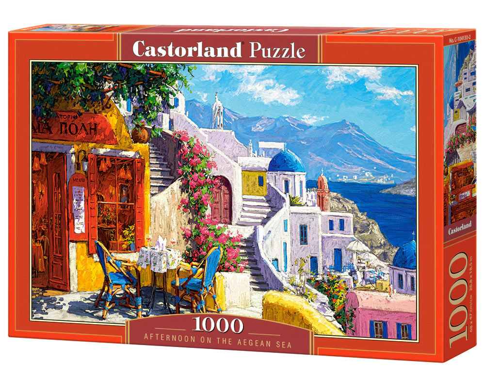 CASTORLAND 1000 Piece Jigsaw Puzzles, Afternoon on the Aegean Sea, Santorini, Greece, Summer holiday, C-104130-2
